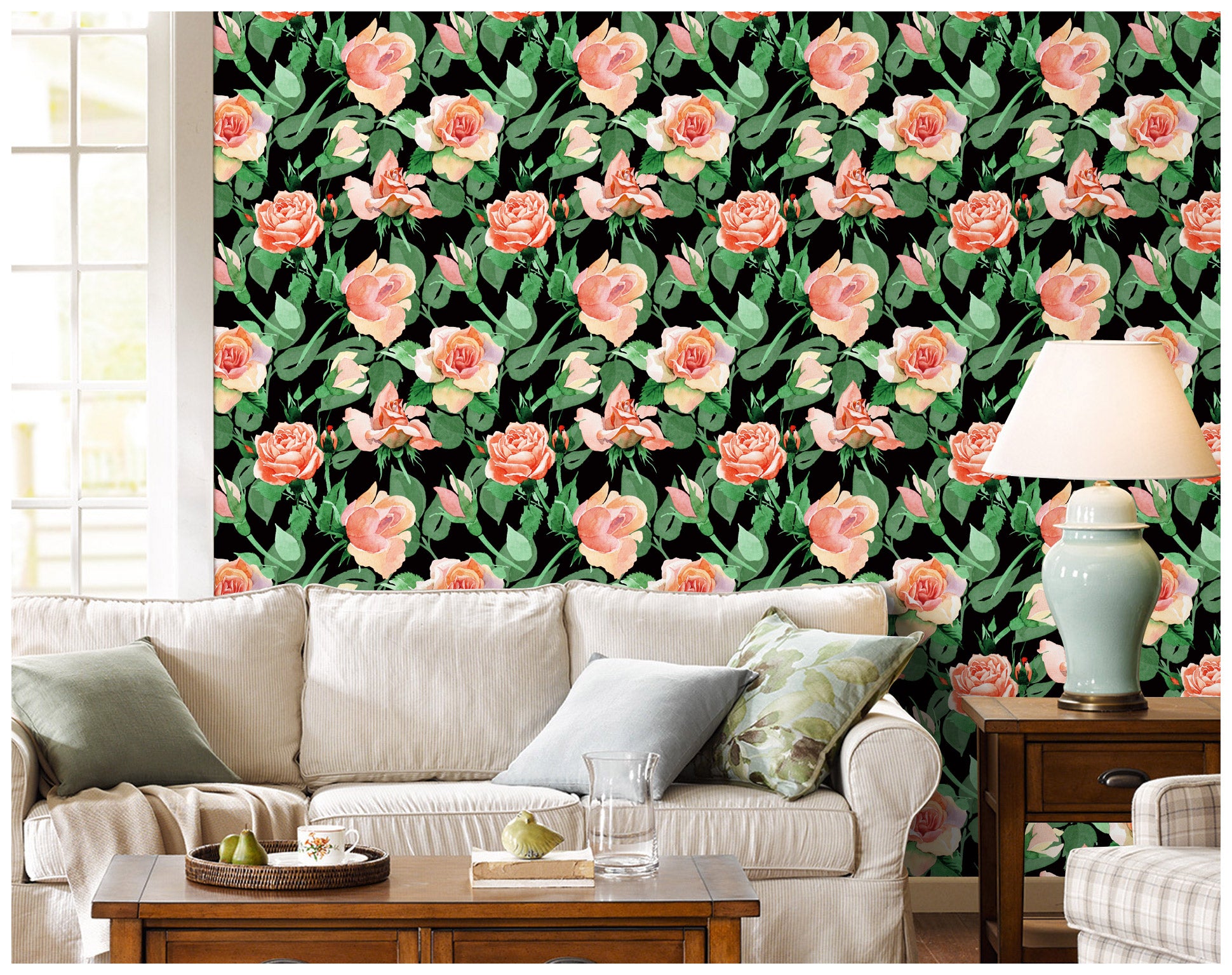 HaokHome 93120 Rose Wallpaper Peel and Stick Floral Wallpaper Large Flower Contact Wall Paper
