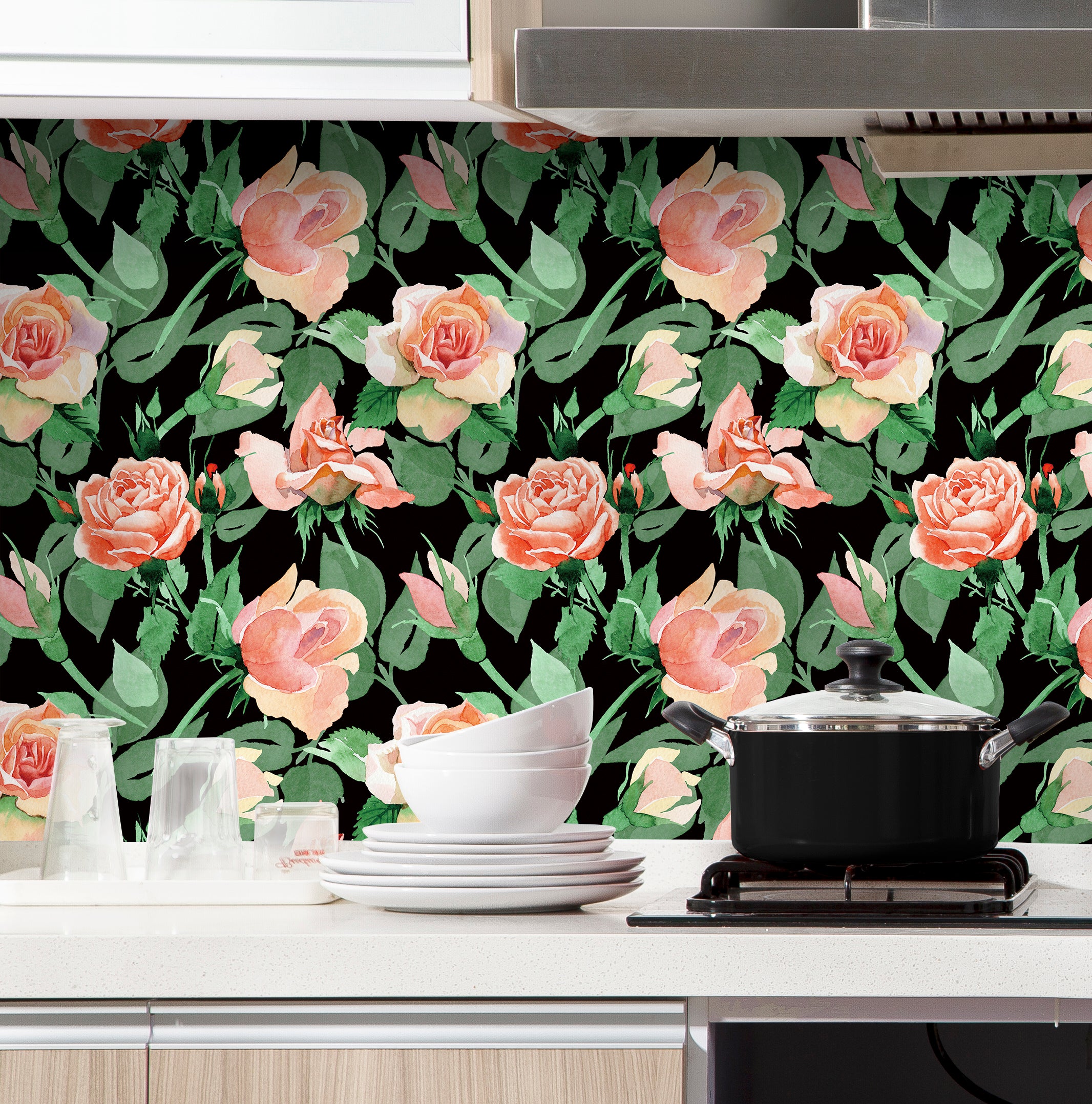 HaokHome 93120 Rose Wallpaper Peel and Stick Floral Wallpaper Large Flower Contact Wall Paper