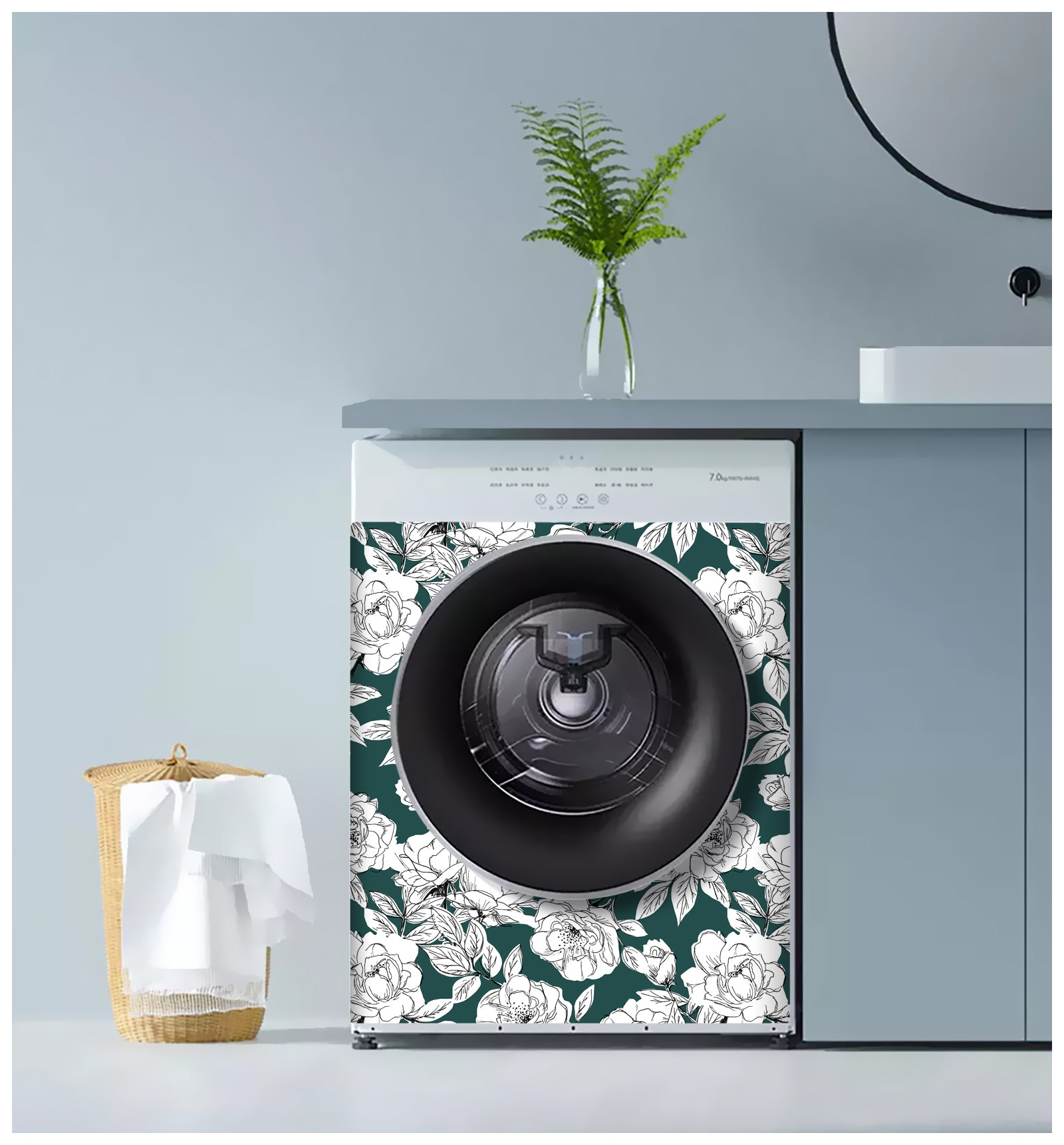 HaokHome 93171-3 Sketched Floral Wallpaper Peel and Stick Removable Blackish Green Vinyl Self Adhesive