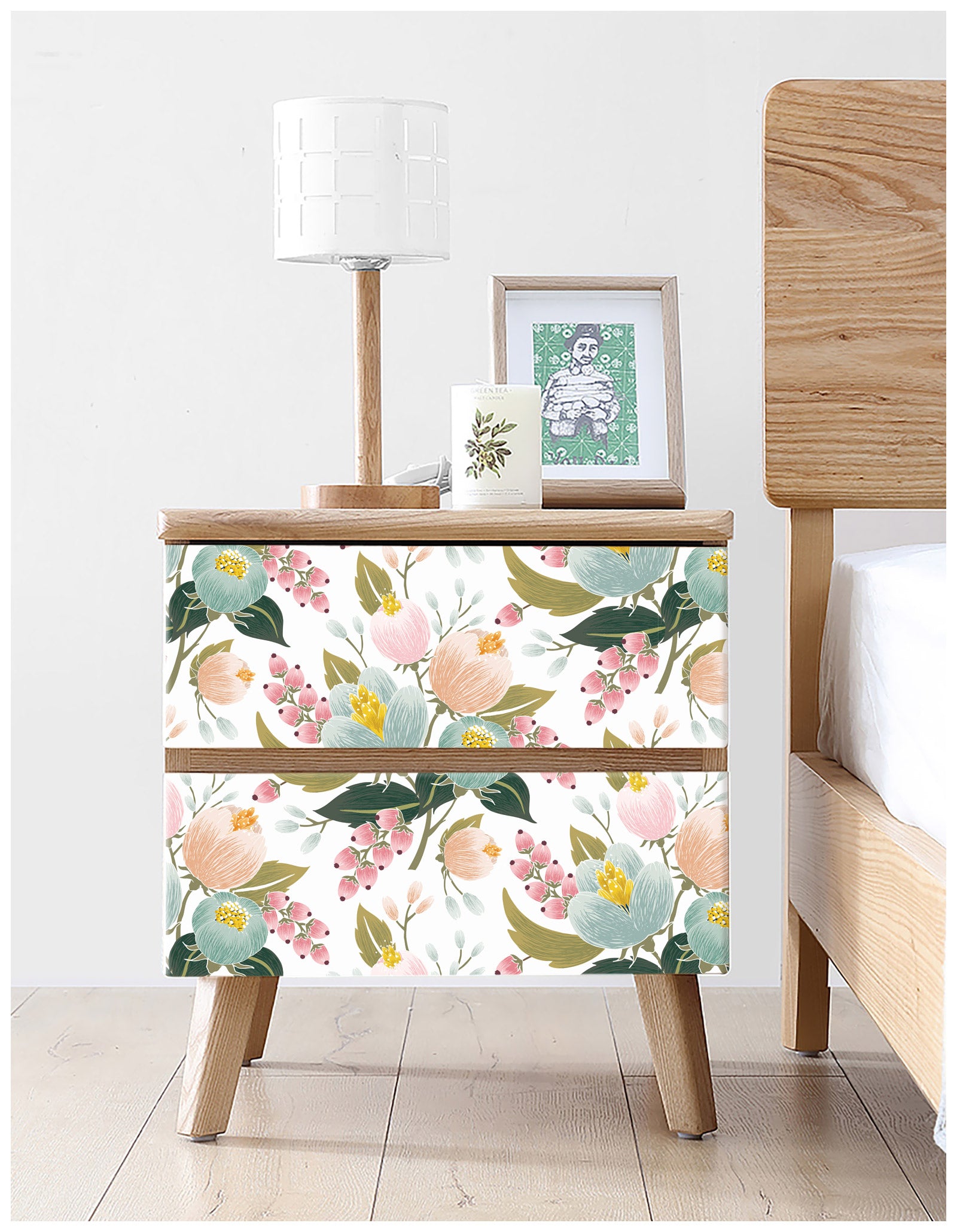 HaokHome 93165 Spring Floral Peel and Stick Wallpaper Removable Home Decor Vinyl ContactPaper