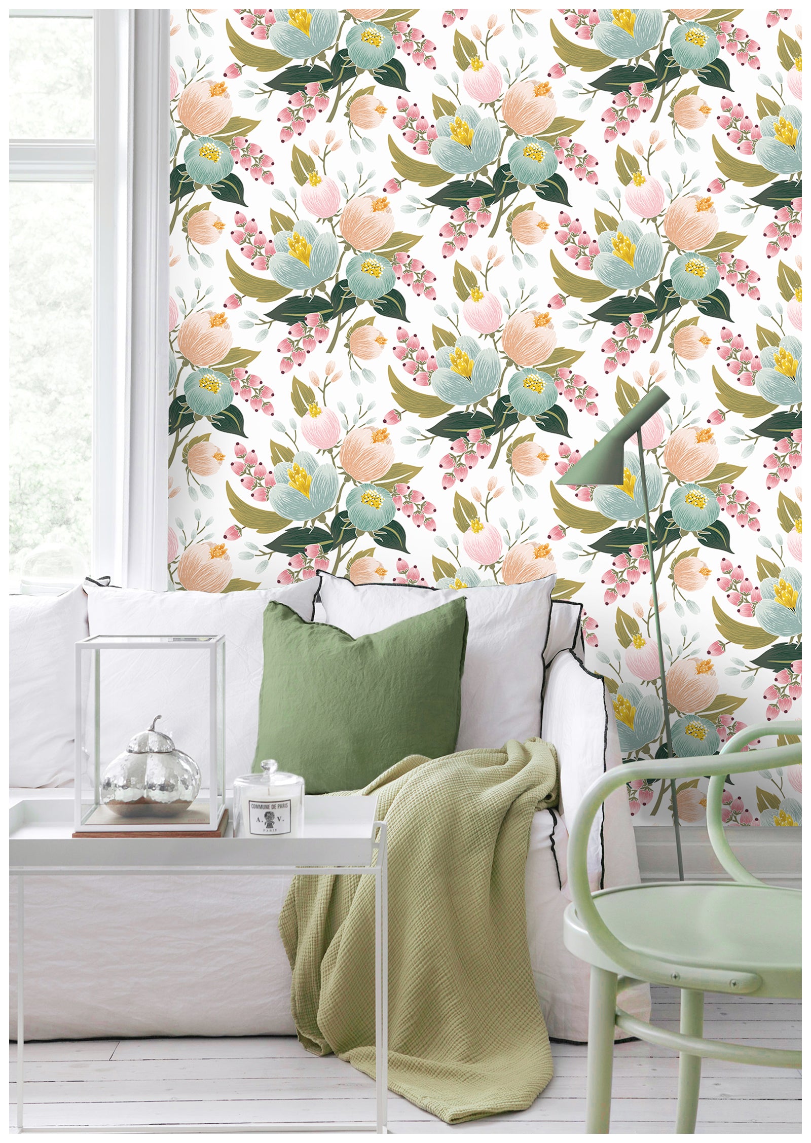 HaokHome 93165 Spring Floral Peel and Stick Wallpaper Removable Home Decor Vinyl ContactPaper
