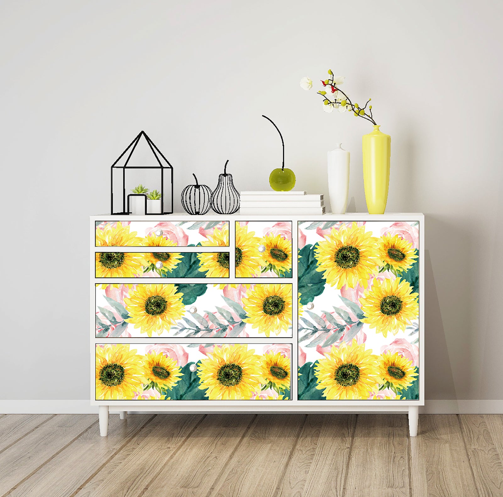 HaokHome 93082 Sunflower Peel and Stick Wallpaper Floral Yellow Wall Contact Paper for Bedroom Living Room Wall Decor