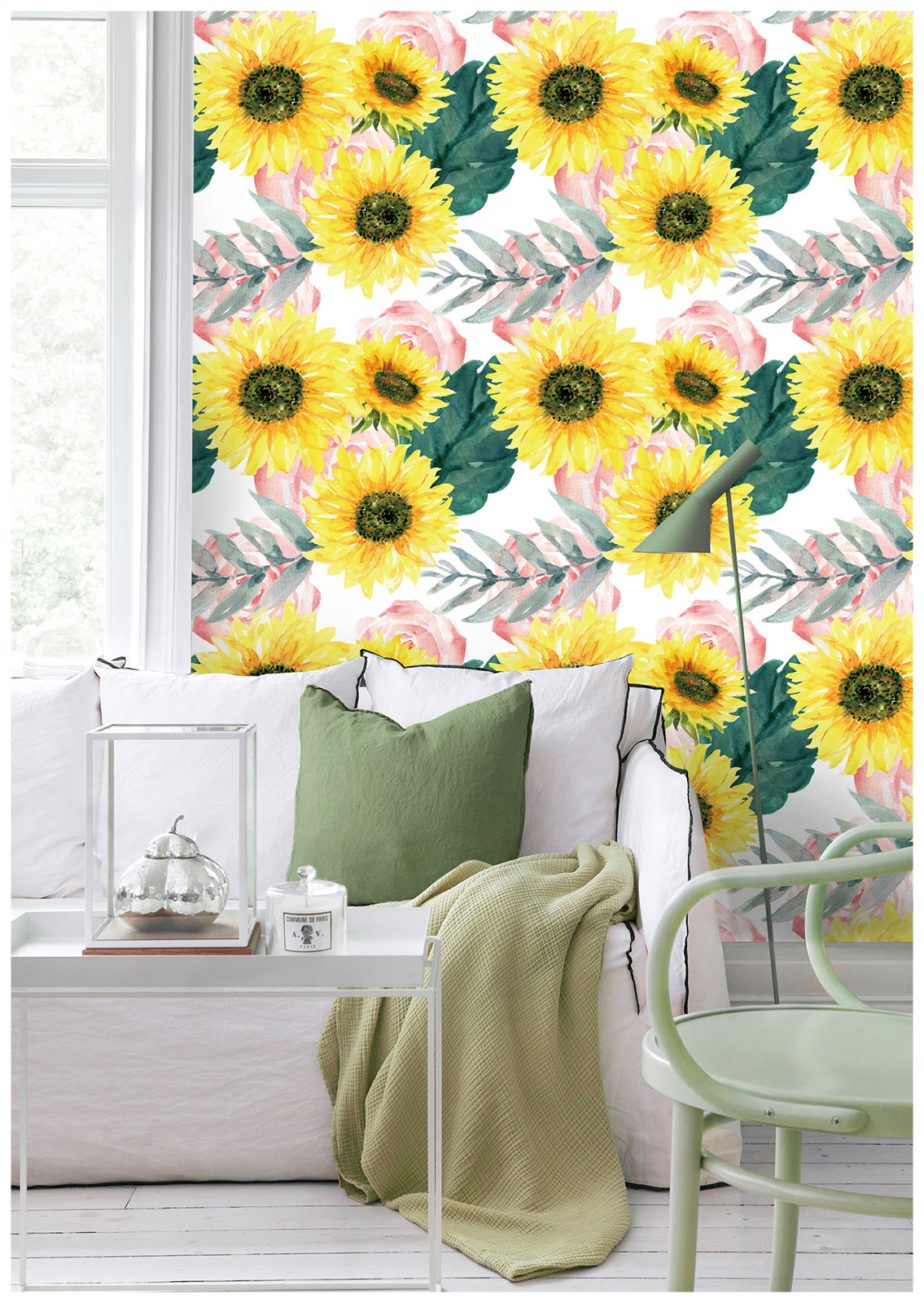 HaokHome 93082 Sunflower Peel and Stick Wallpaper Floral Yellow Wall Contact Paper for Bedroom Living Room Wall Decor