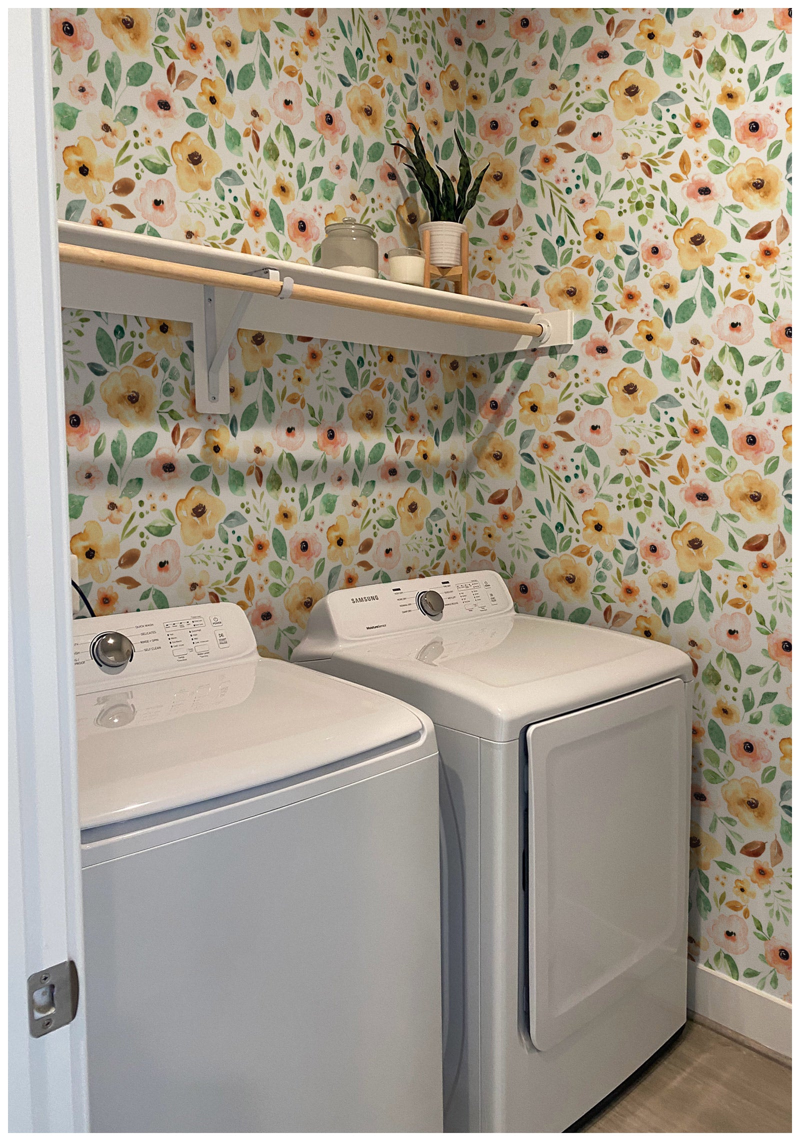 HaokHome 93216-2 Sunrise Floral Peel and Stick Wallpaper Removable Self Adhesive Decorative