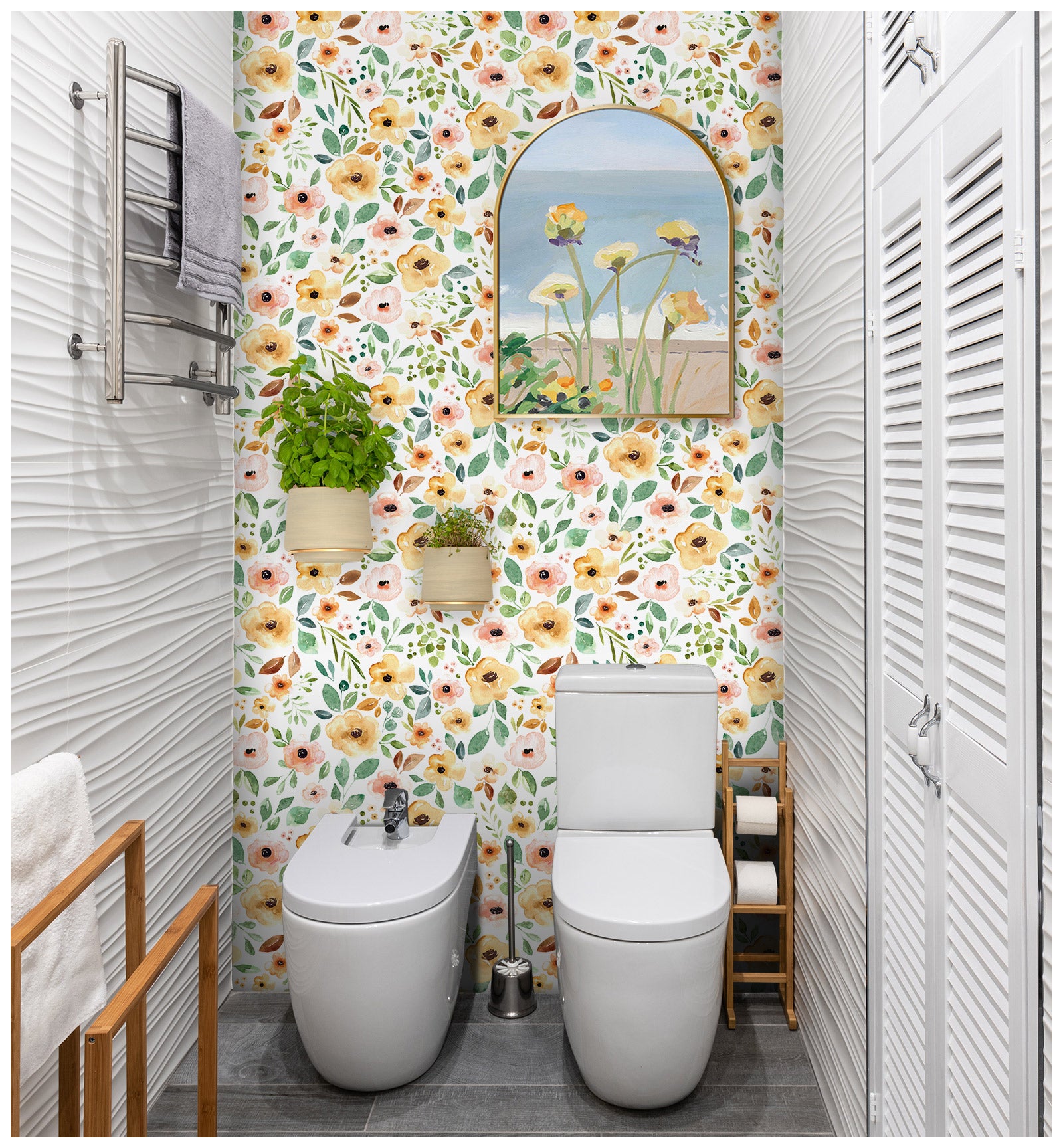 HaokHome 93216-2 Sunrise Floral Peel and Stick Wallpaper Removable Self Adhesive Decorative