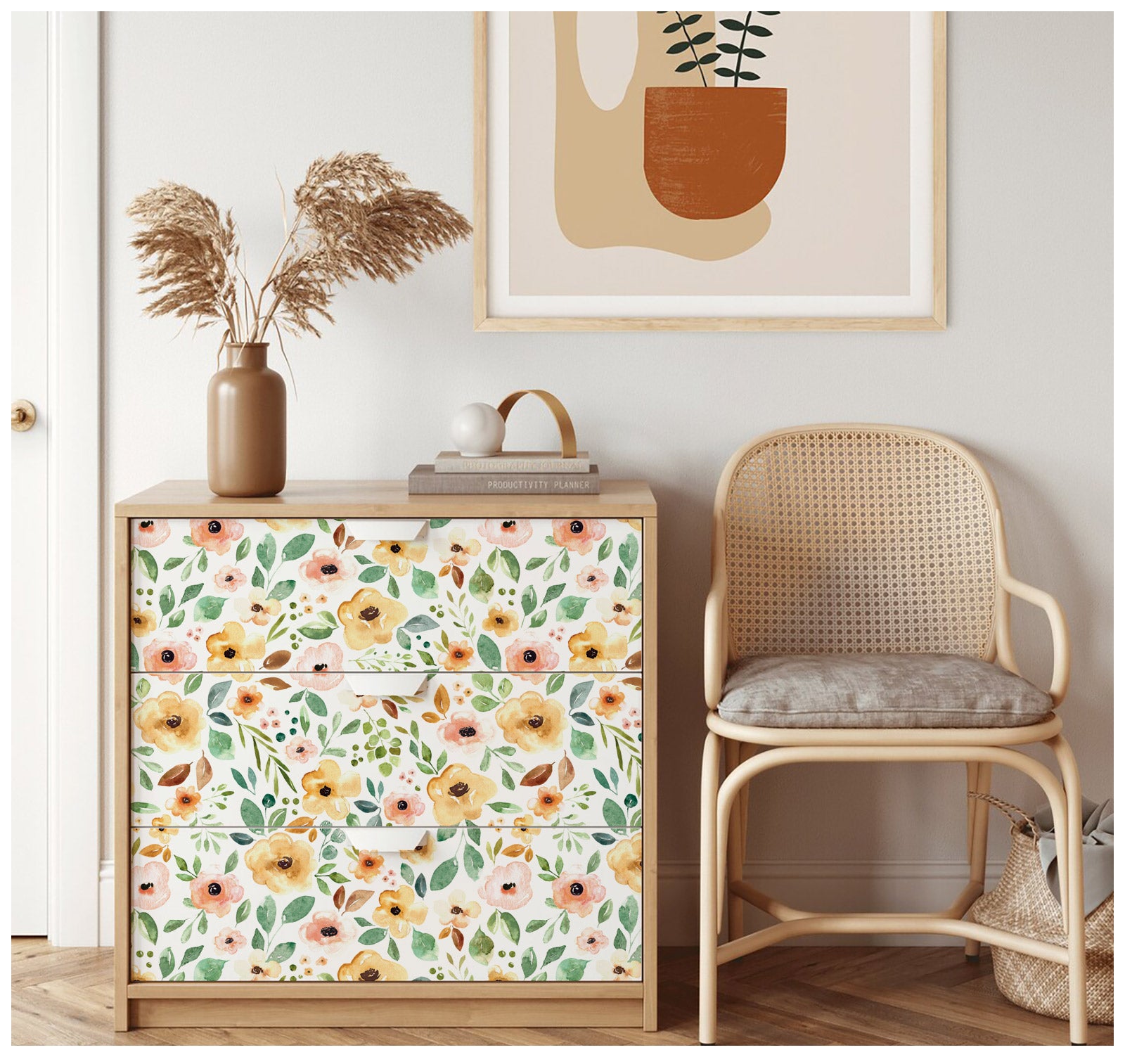 HaokHome 93216-2 Sunrise Floral Peel and Stick Wallpaper Removable Self Adhesive Decorative