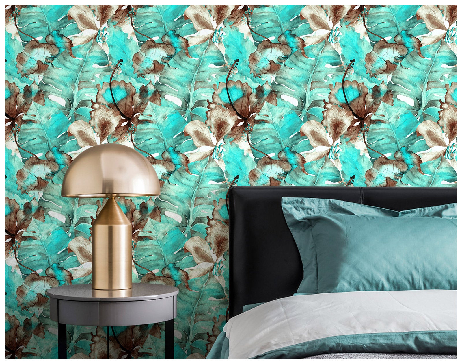 HaokHome 93144 Tropical Palm Leaves Peel and Stick Wallpaper Stick on Home Decor