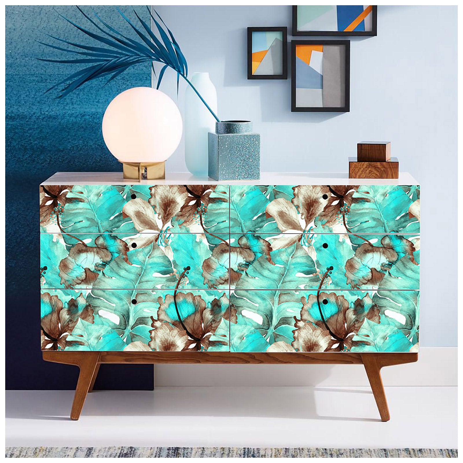 HaokHome 93144 Tropical Palm Leaves Peel and Stick Wallpaper Stick on Home Decor