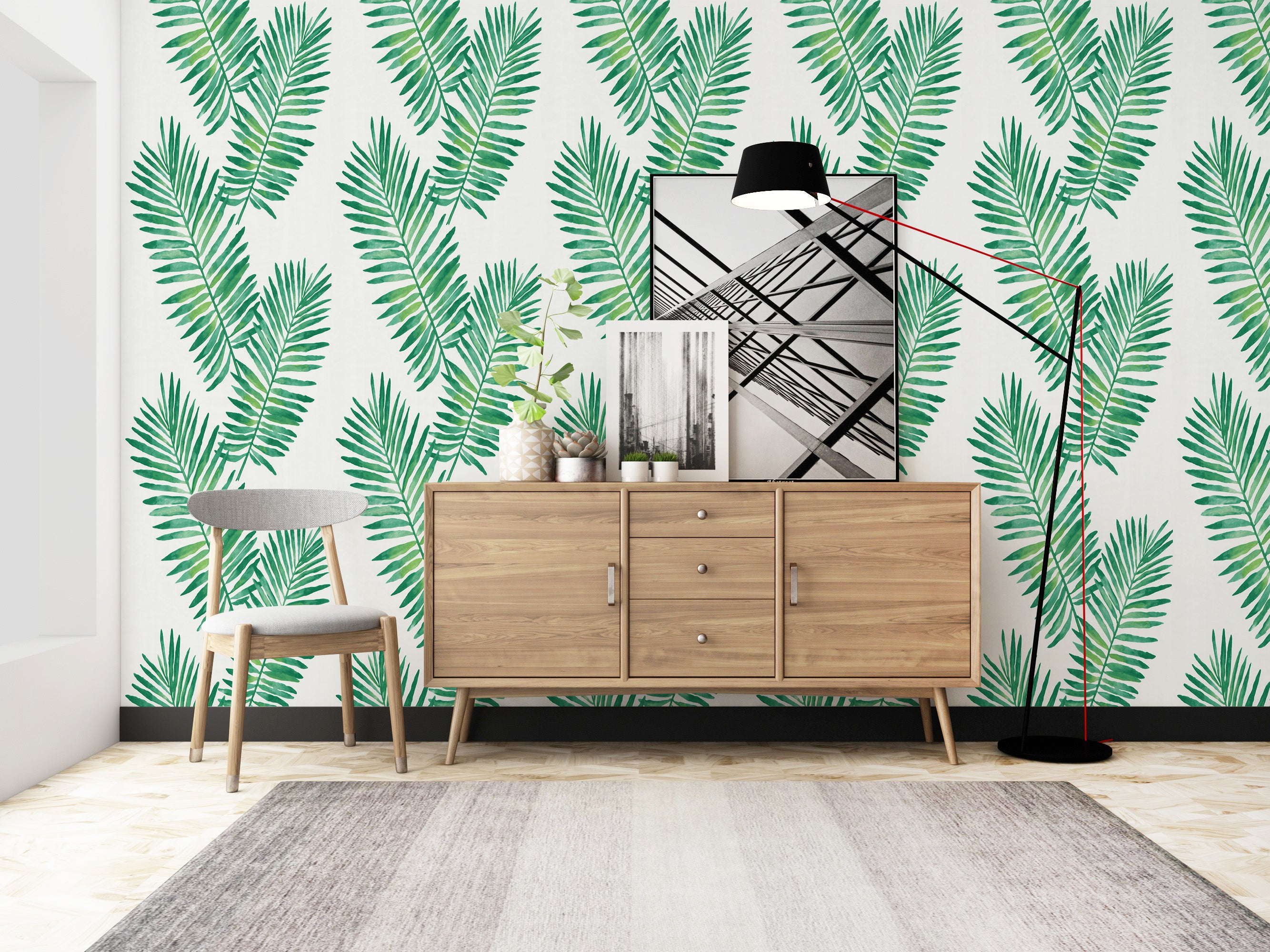 HaokHome 93024 Tropical Palm Wallpaper Peel and Stick Pasted Wall Paper Rolls Sticker Pull and Stick