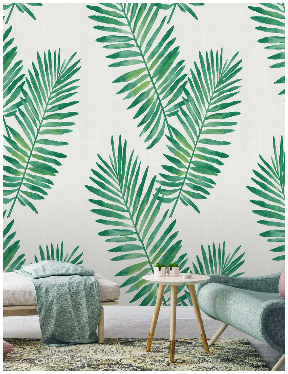 HaokHome 93024 Tropical Palm Wallpaper Peel and Stick Pasted Wall Paper Rolls Sticker Pull and Stick