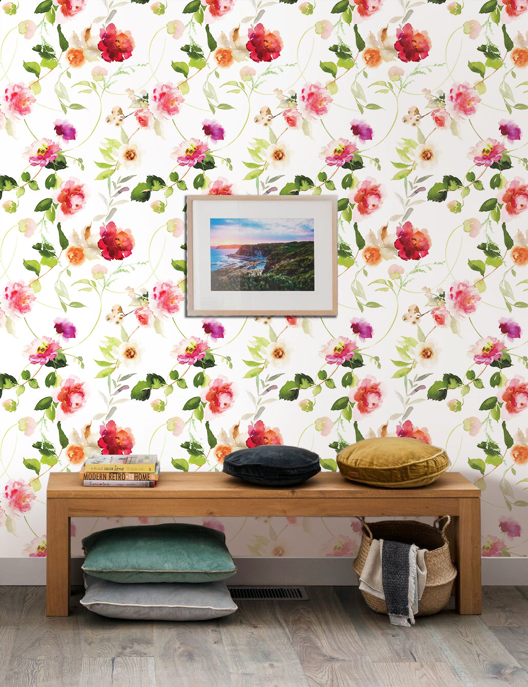 HaokHome 93078 Victoria Wallpaper Peel and Stick with Watercolor Peony Vintage Floral Wallpaper