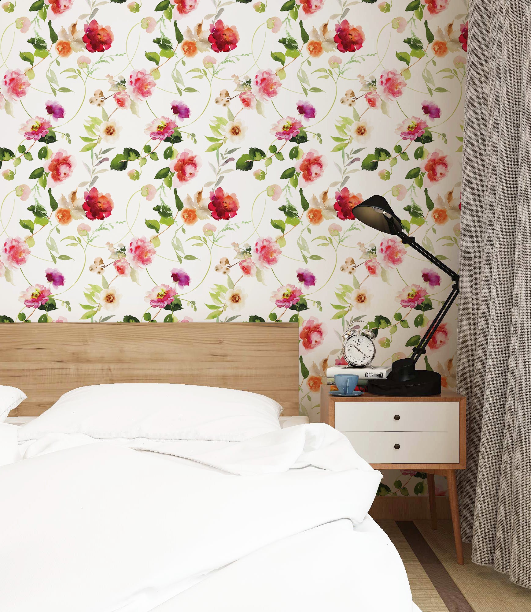 HaokHome 93078 Victoria Wallpaper Peel and Stick with Watercolor Peony Vintage Floral Wallpaper