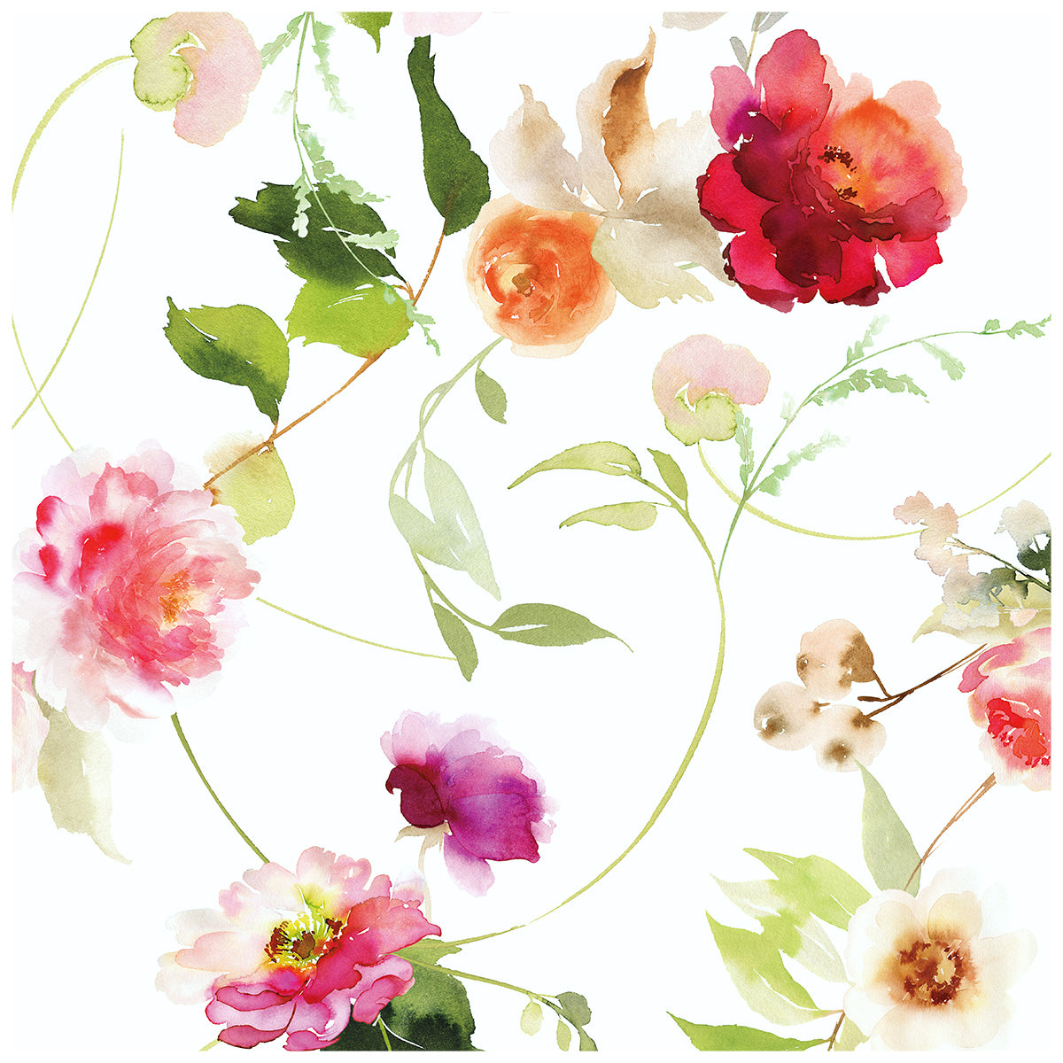 HaokHome 93078 Victoria Wallpaper Peel and Stick with Watercolor Peony Vintage Floral Wallpaper