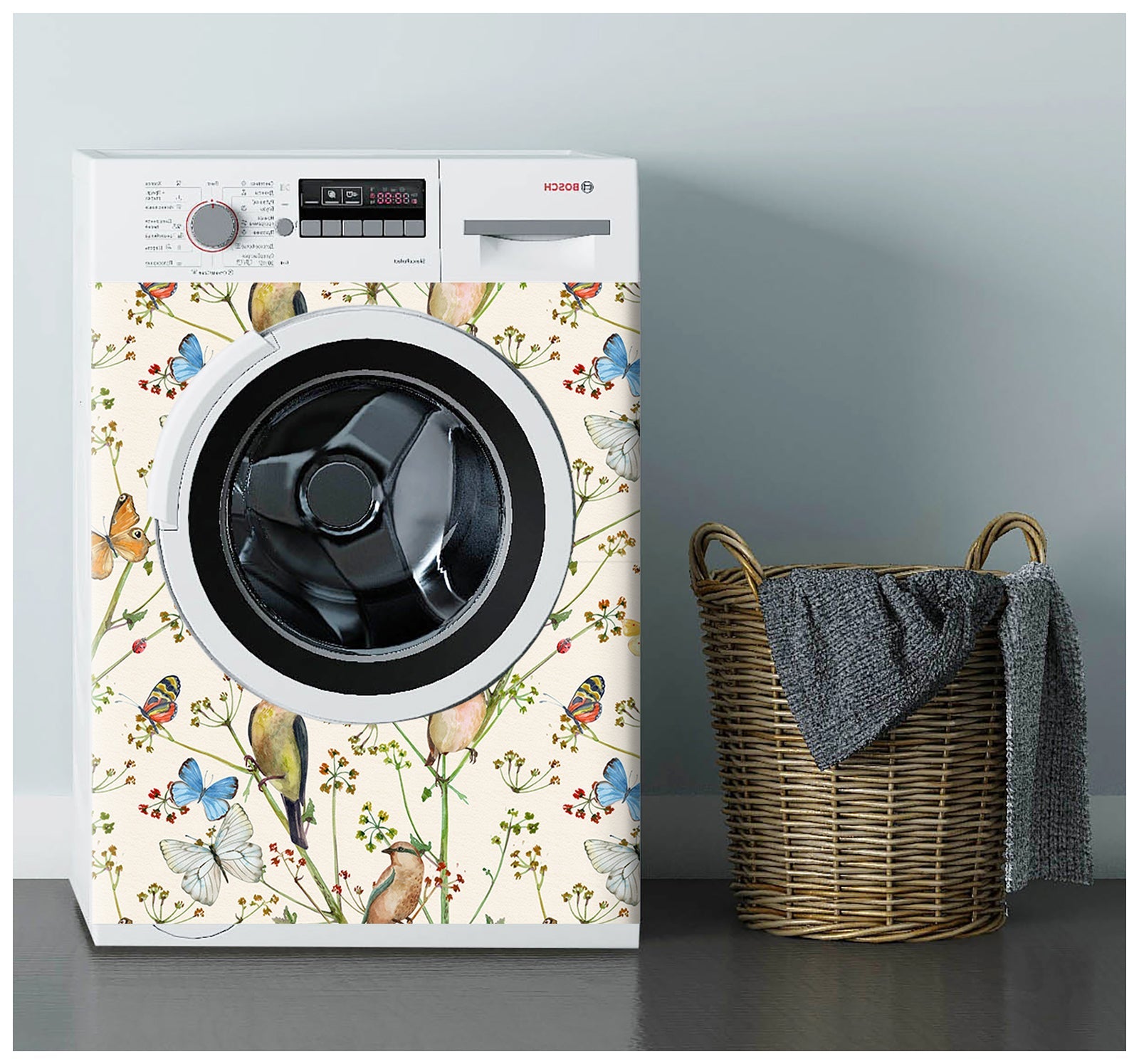 HaokHome 93155 Vintage Peel and Stick Wallpaper Birds Butterfies Floral Beige Stick on Home Decor