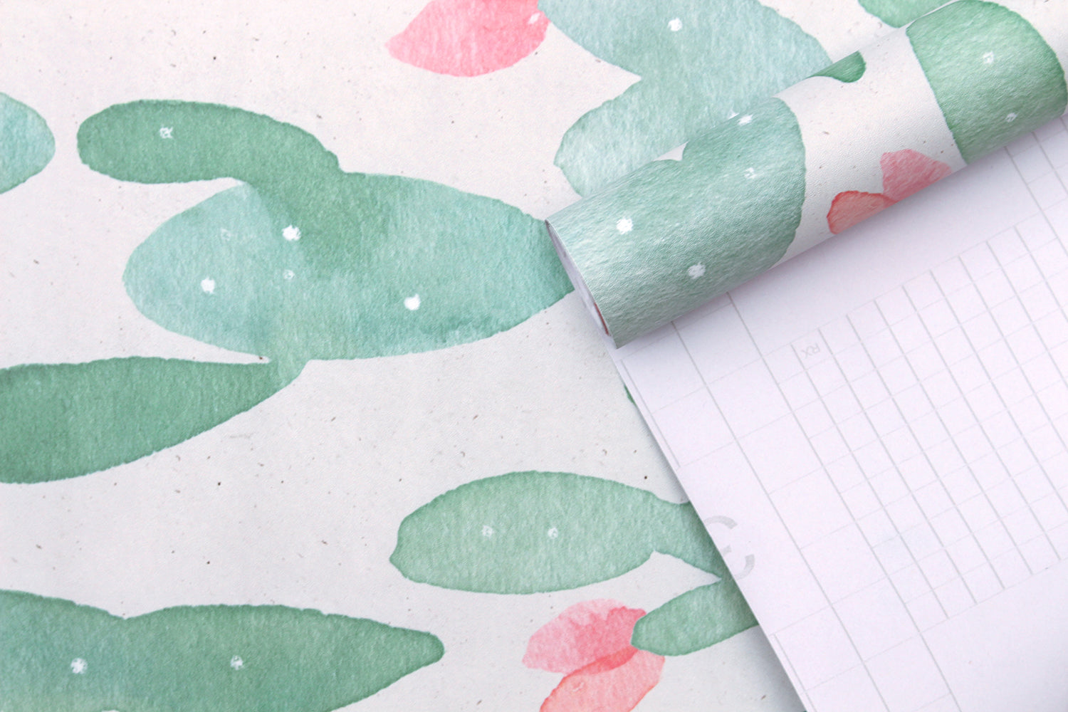 HaokHome 93014 Watercolor Cactus Peel and Stick Wallpaper Removable Contact Wall Paper Sticker Pull for Cabinets Lockers, Green and Pink