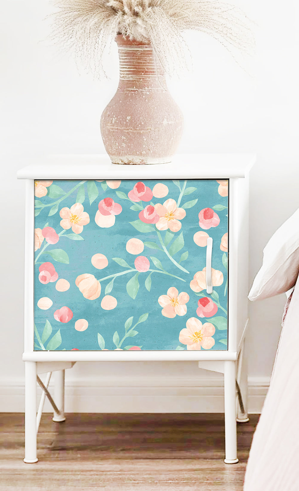 HaokHome 93030 Watercolor Floral Contact Paper for Cabinets Shelf Liner Peel and Stick Blue Removable Self Adhesive Wall Paper