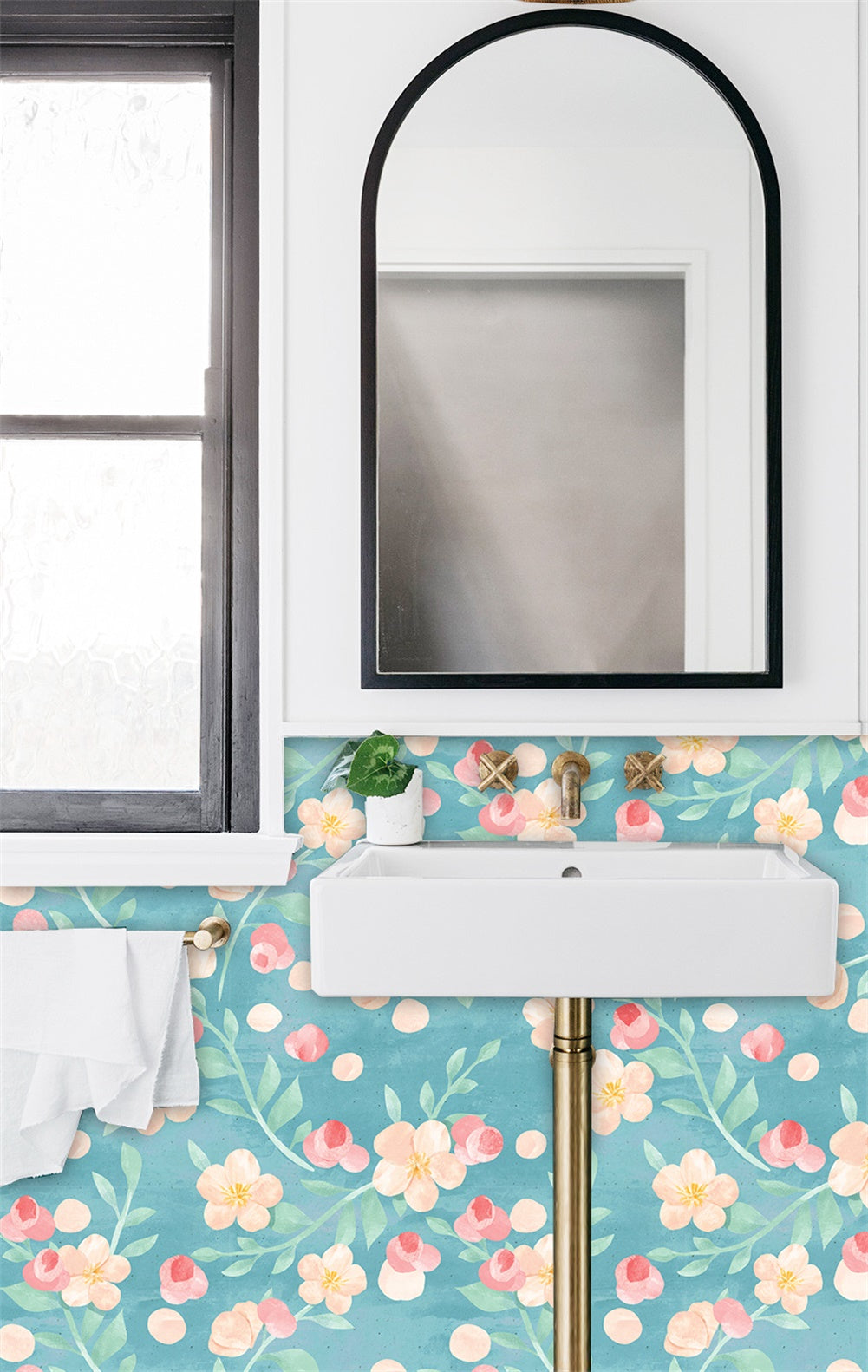 HaokHome 93030 Watercolor Floral Contact Paper for Cabinets Shelf Liner Peel and Stick Blue Removable Self Adhesive Wall Paper