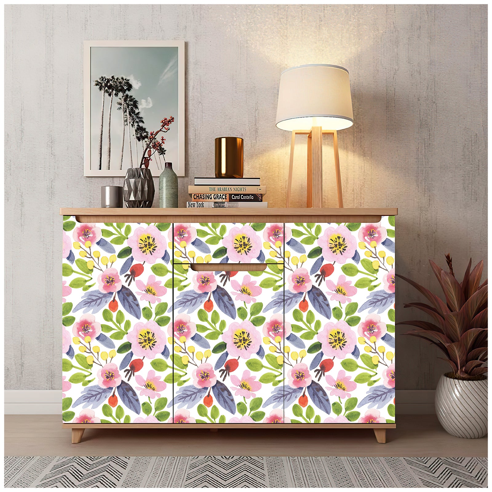 HaokHome 93090 Watercolor Floral Peel and Stick Wallpaper Vinyl Self Adhesive Home Decorative Nursery