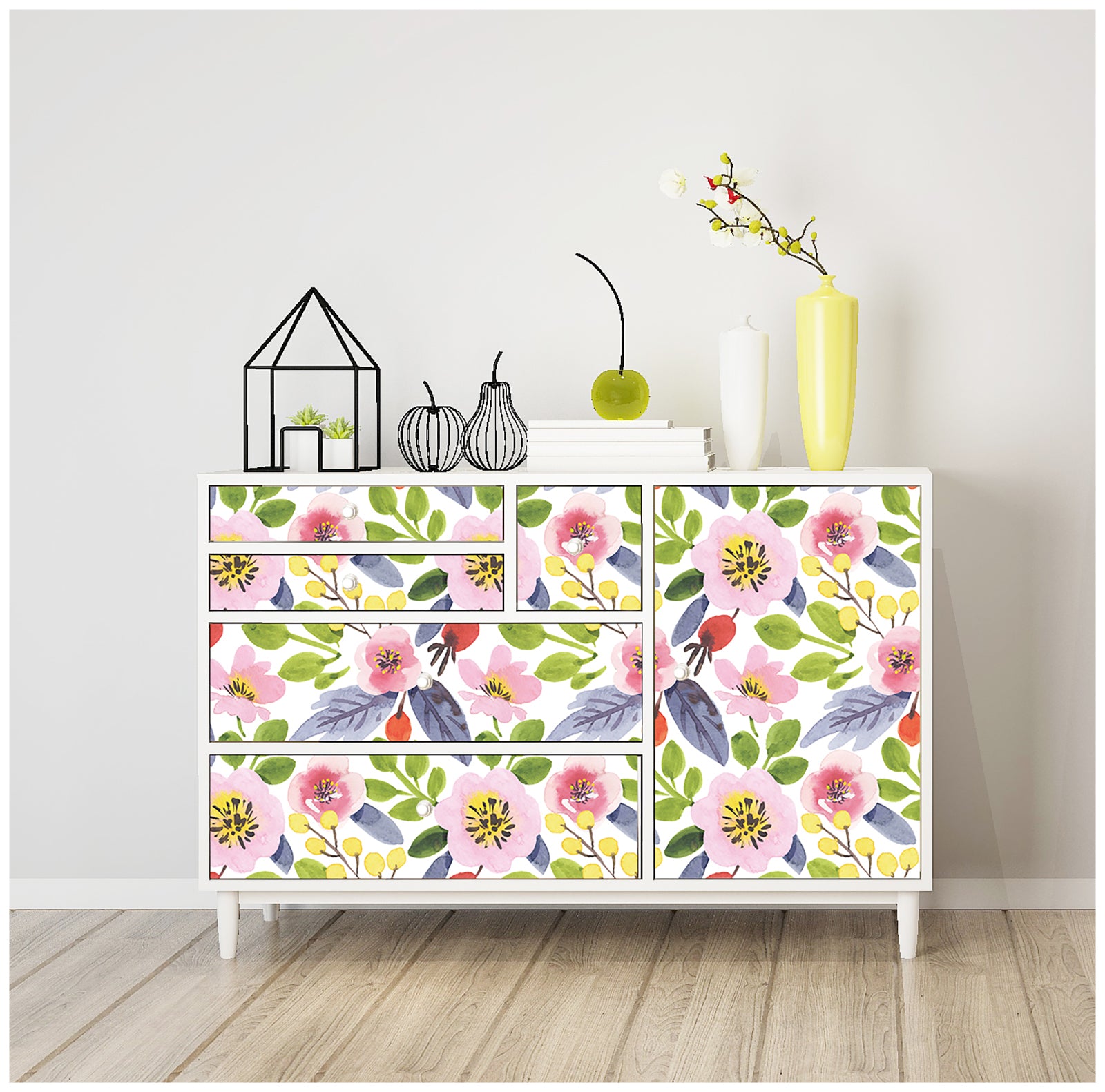 HaokHome 93090 Watercolor Floral Peel and Stick Wallpaper Vinyl Self Adhesive Home Decorative Nursery