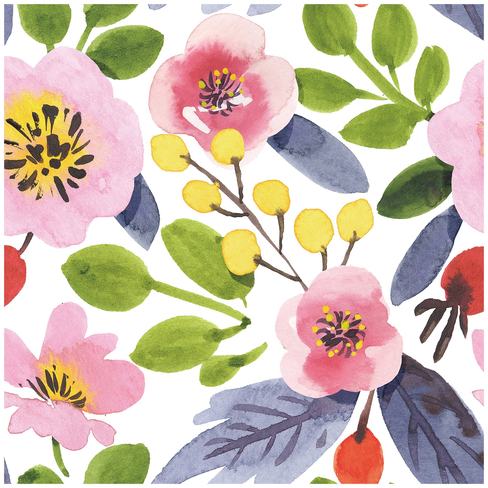 HaokHome 93090 Watercolor Floral Peel and Stick Wallpaper Vinyl Self Adhesive Home Decorative Nursery