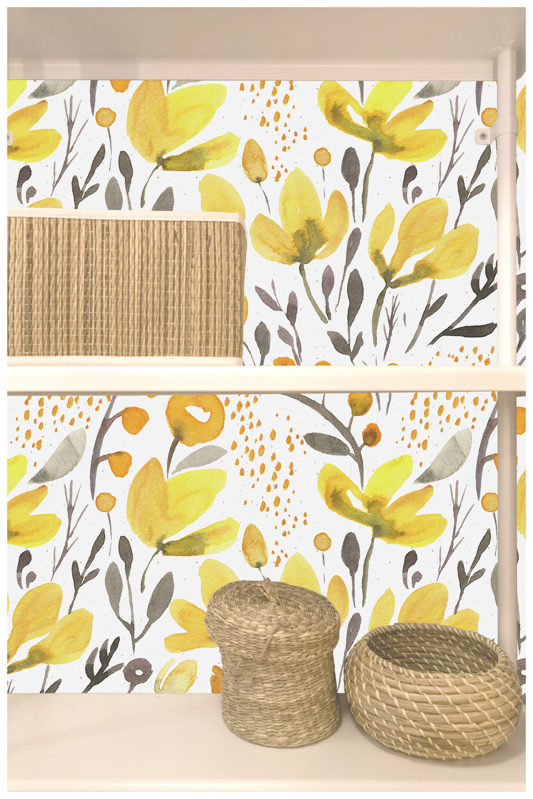 Watercolor Floral Peel and Stick Wallpaper Yellow