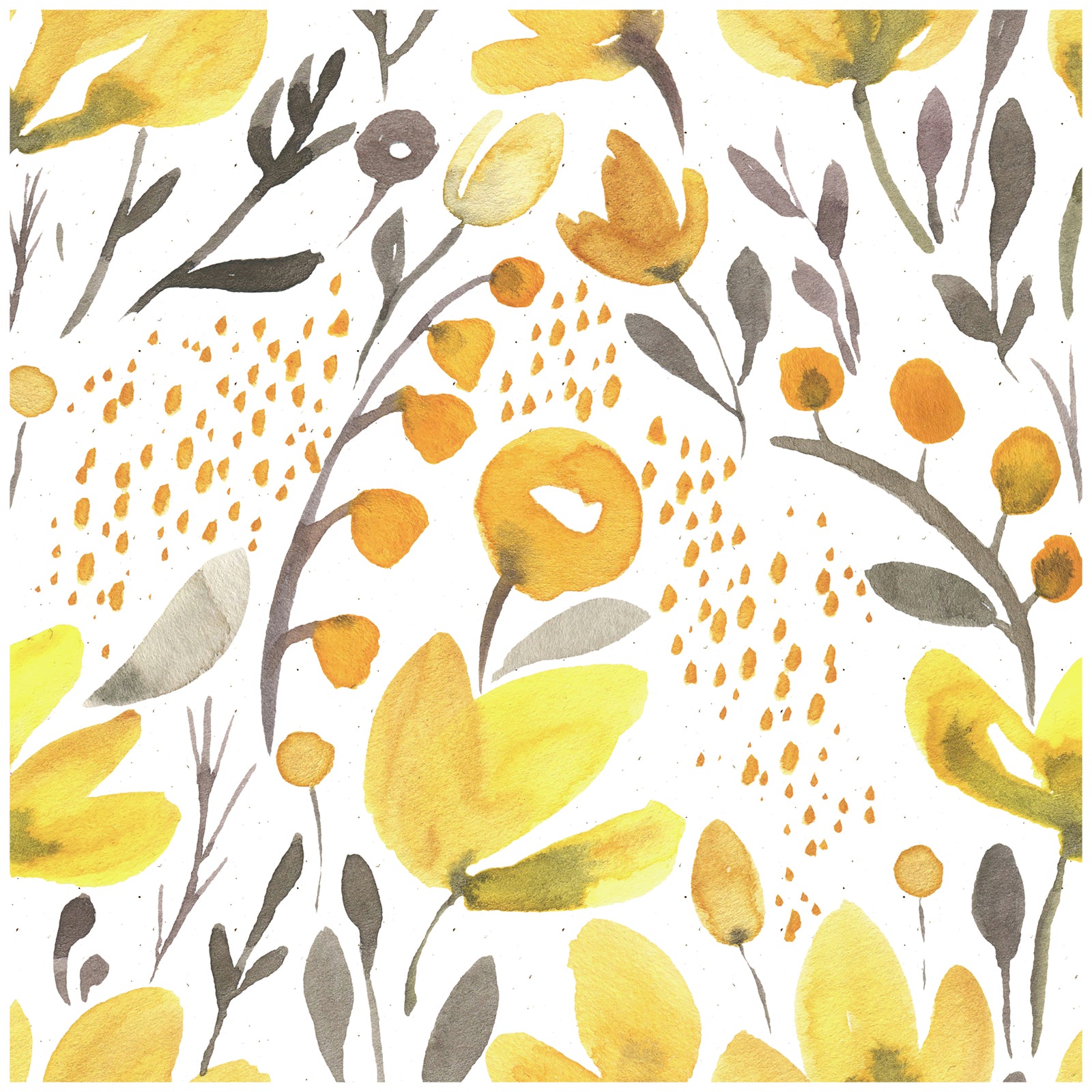 Watercolor Floral Peel and Stick Wallpaper Yellow