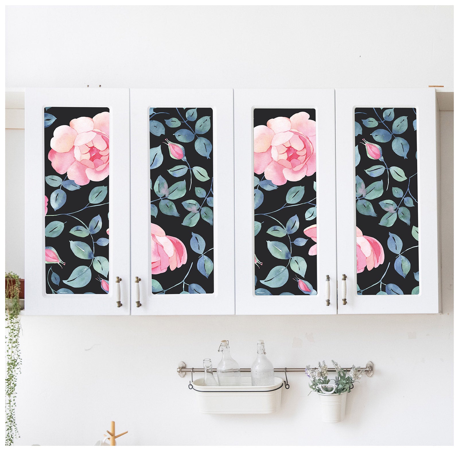 HaokHome 93111 Watercolor Peony Floral Peel and Stick Wallpaper Leaf self adhesive wallpaper