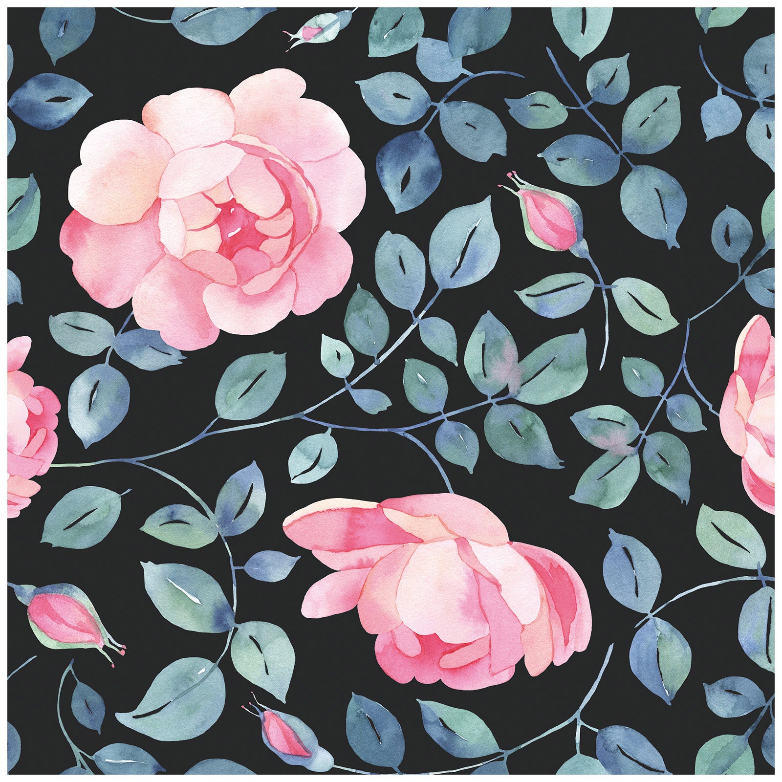 HaokHome 93111 Watercolor Peony Floral Peel and Stick Wallpaper Leaf self adhesive wallpaper