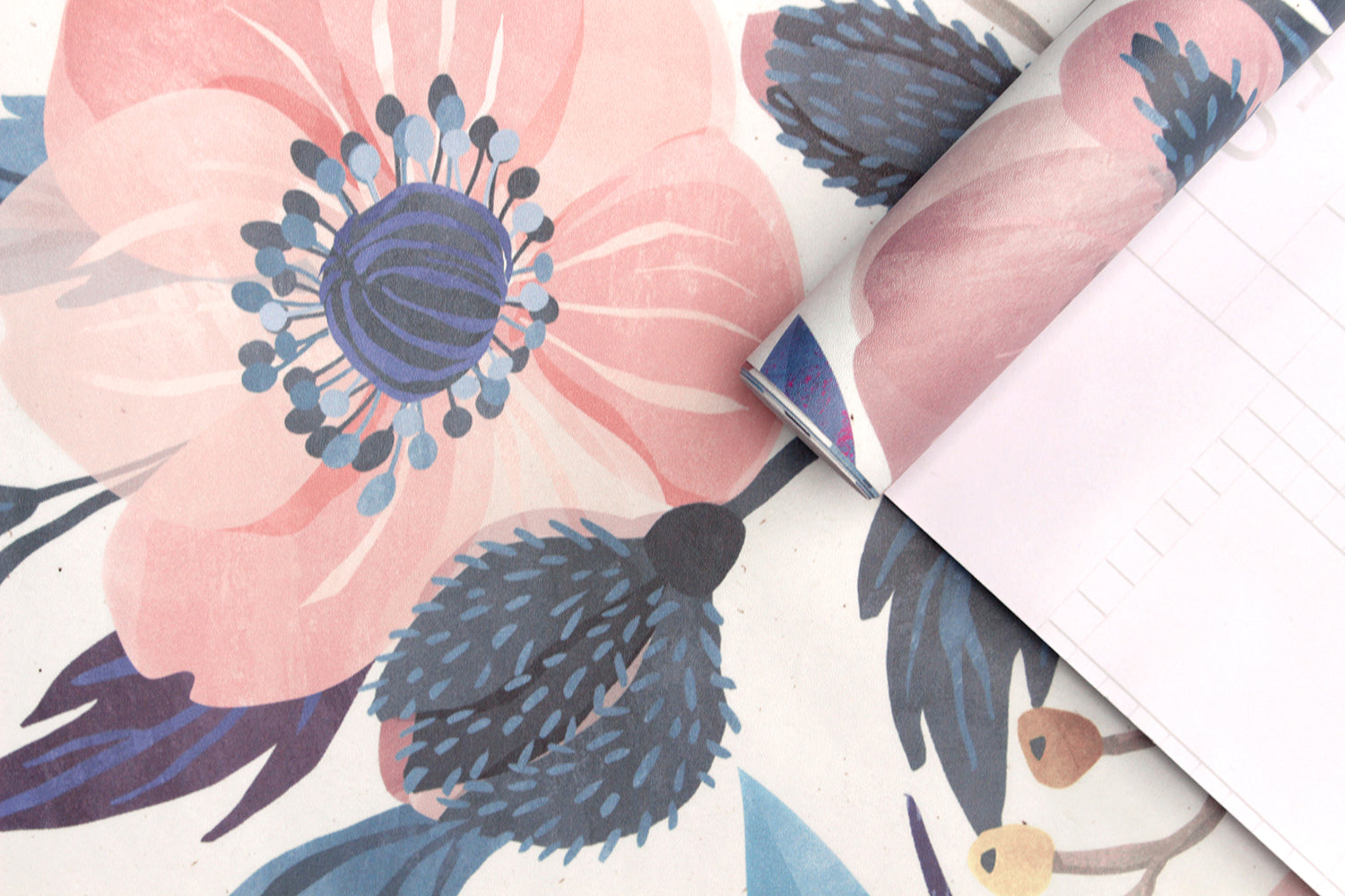 HaokHome 93019 Watercolor Purple Floral Wallpaper Blooming Flower Contact Paper Self Adhesive Wallpaper