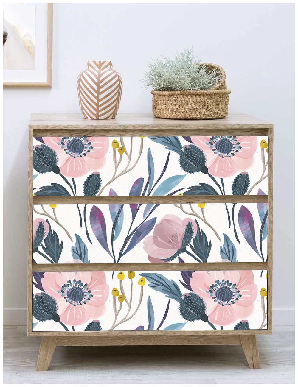 HaokHome 93019 Watercolor Purple Floral Wallpaper Blooming Flower Contact Paper Self Adhesive Wallpaper