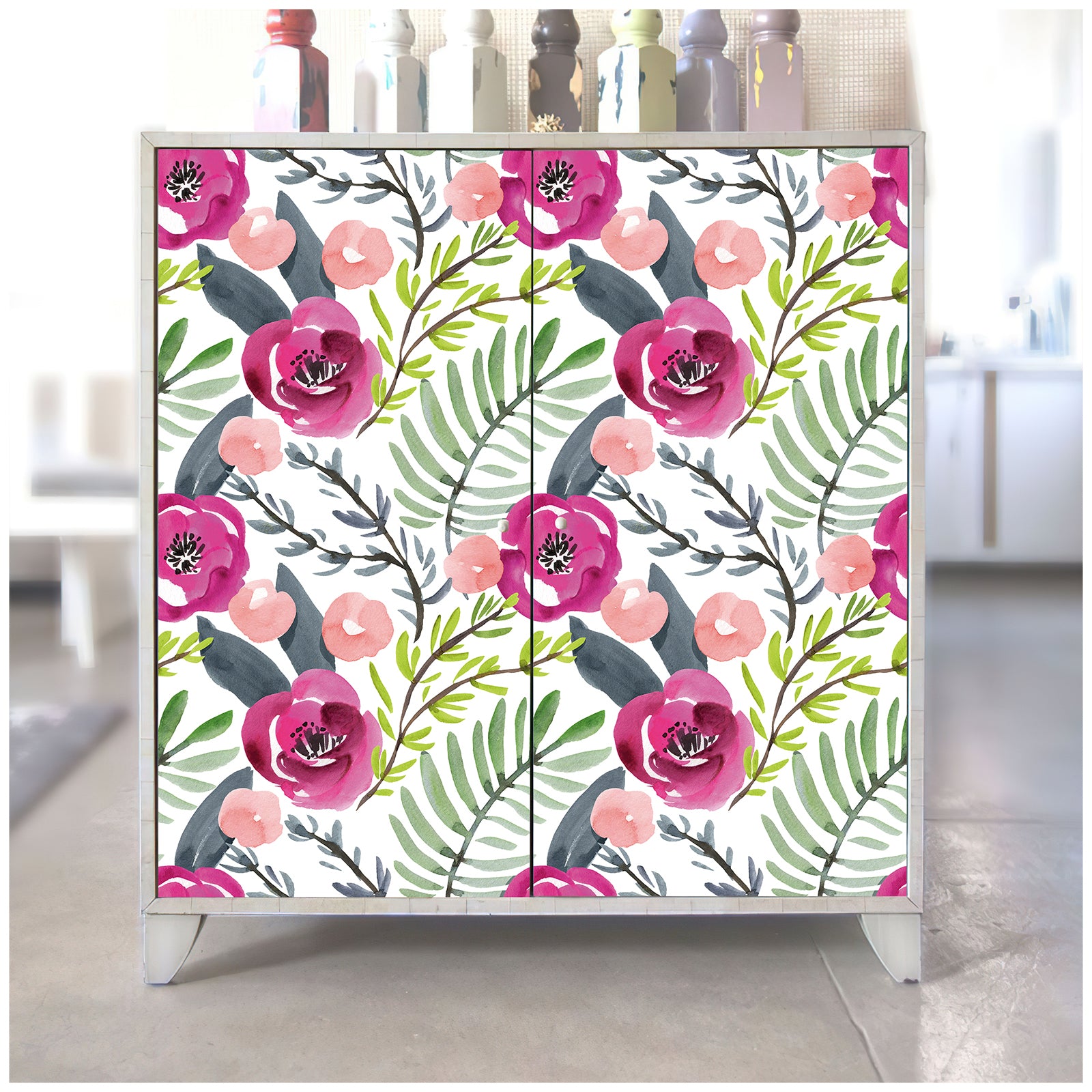 HaokHome 93122 Watercolor Rose Floral Peel and Stick Wallpaper Floral Removable wallpaper