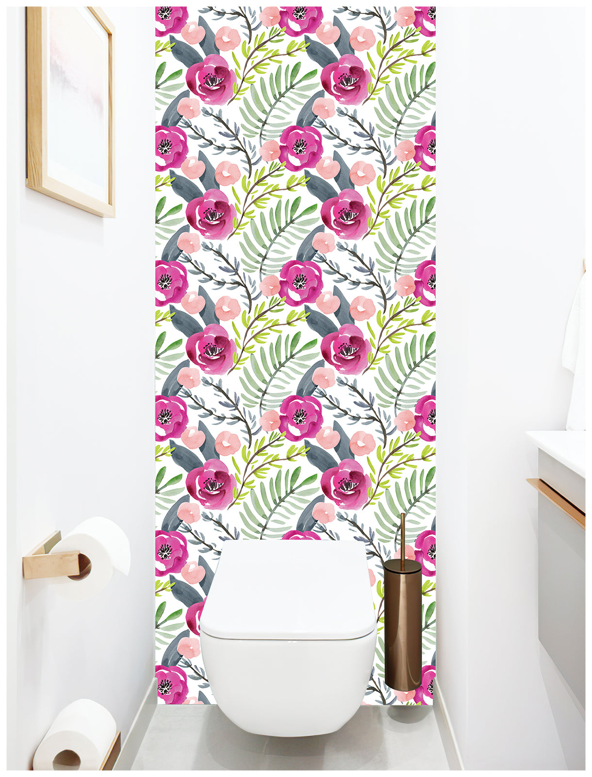 HaokHome 93122 Watercolor Rose Floral Peel and Stick Wallpaper Floral Removable wallpaper