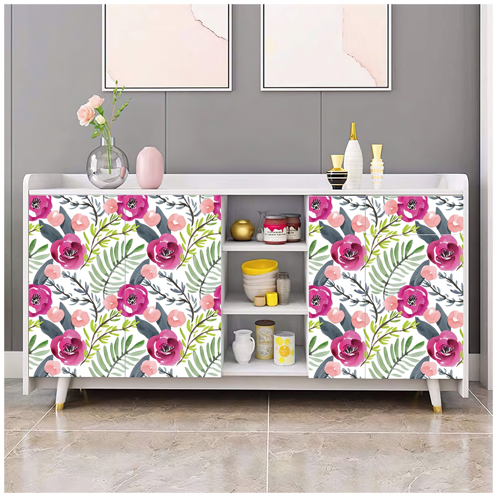 HaokHome 93122 Watercolor Rose Floral Peel and Stick Wallpaper Floral Removable wallpaper