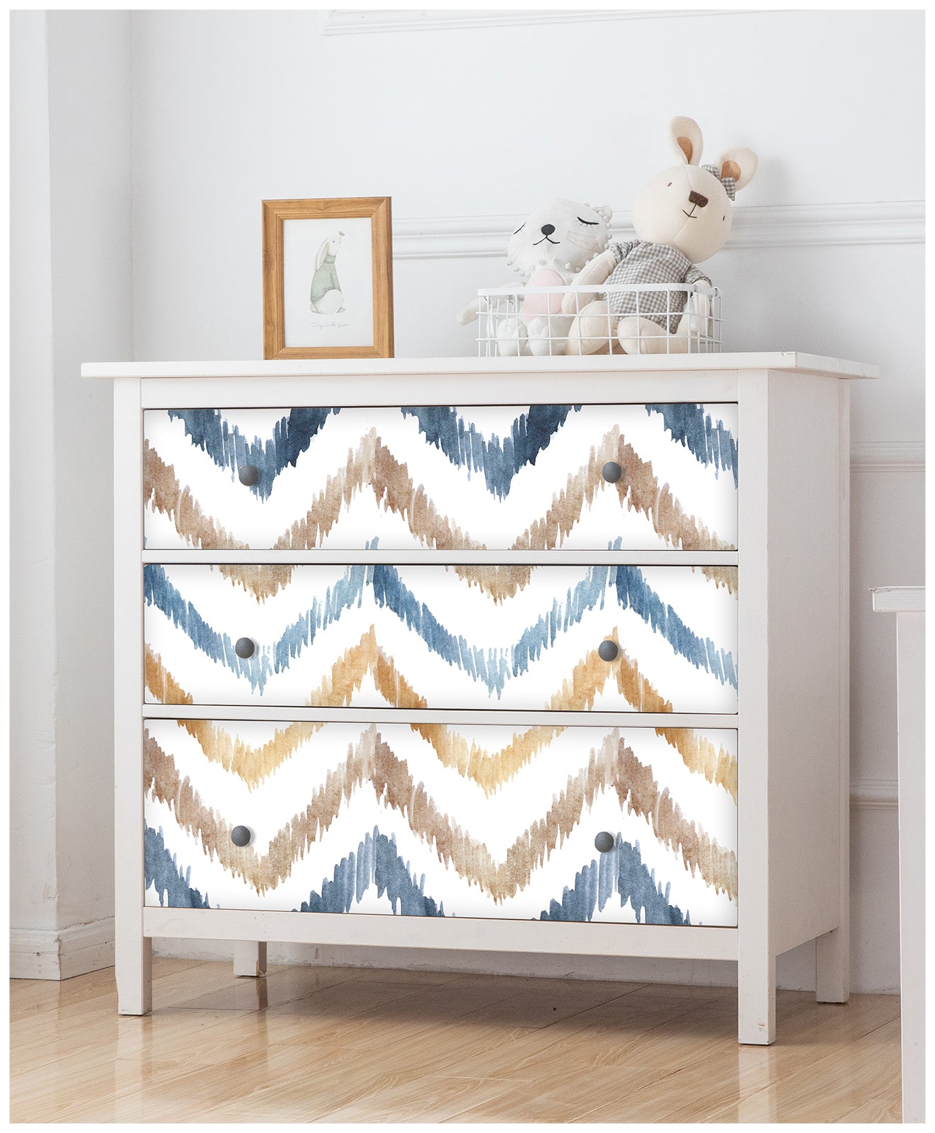 HaokHome 96067 Watercolor Wallpaper Chevron Geometric Self Adhesive Wall Paper Sticker Pull and Stick