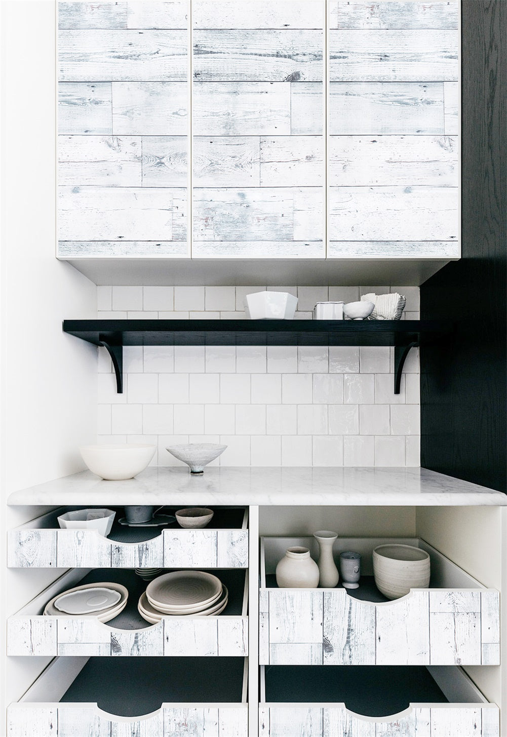 Wood Shiplap Wallpaper Peel and Stick White/Grey/Blue Removable Self-Adhesive Contact Wall Paper