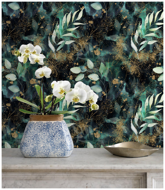HaokHome 93208 Boho Leaves Peel and Stick Wallpaper Removable Self Adhesive Mural