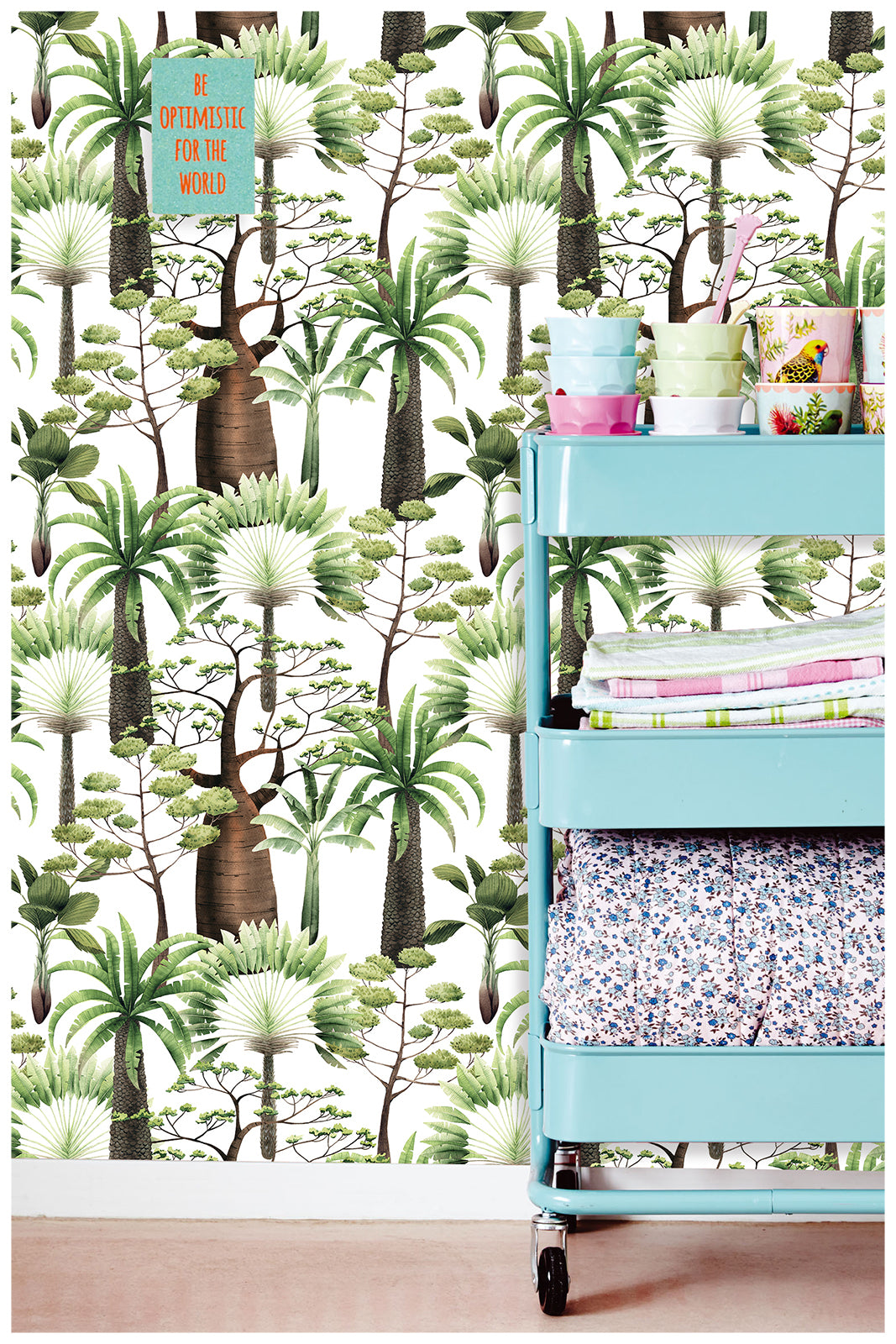 HaokHome 93132 roest Palm Banana Tree Peel and Stick Wallpaper Removable wallpaper