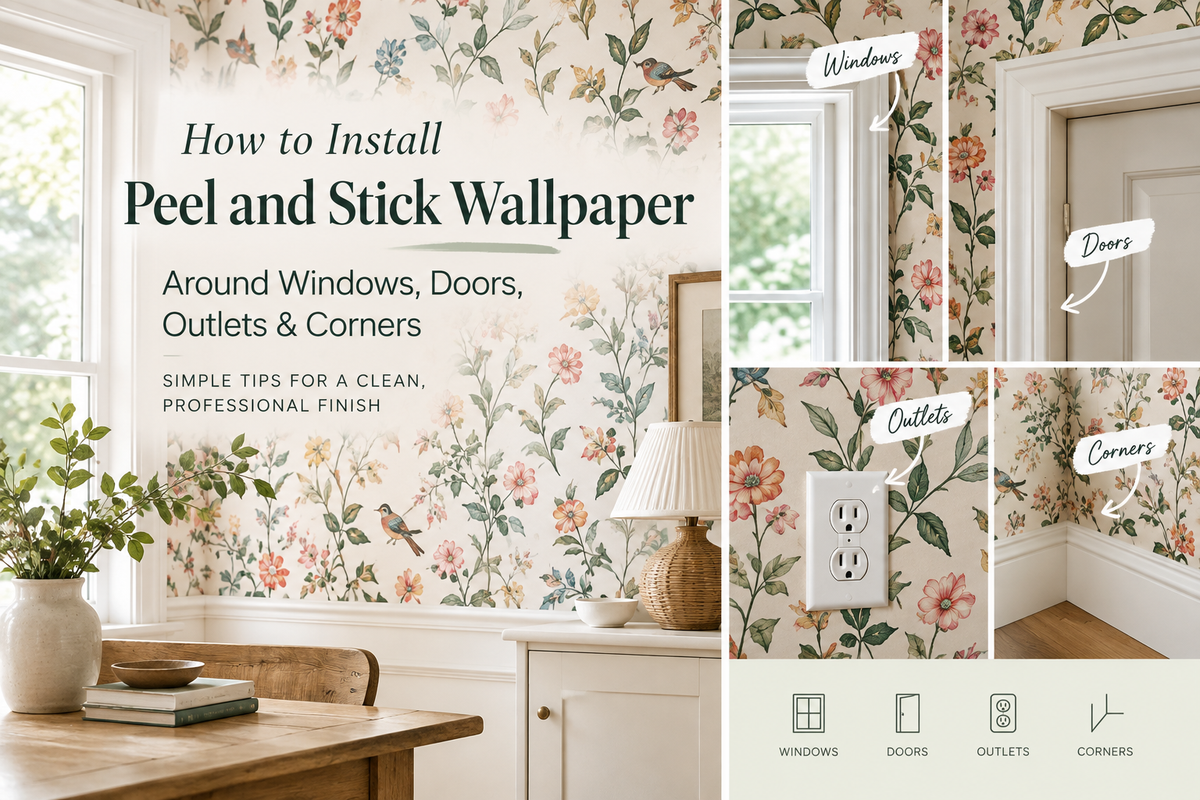 How to Install Peel and Stick Wallpaper Around Windows, Doors, Outlets & Corners