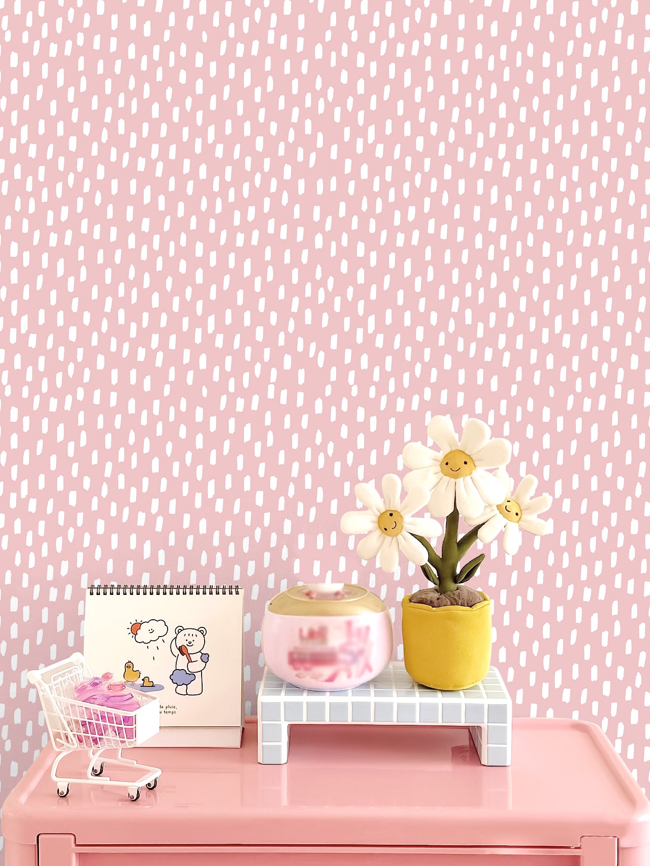 Blush Pink Brush Dot Wallpaper – Soft Pastel Minimalist Print