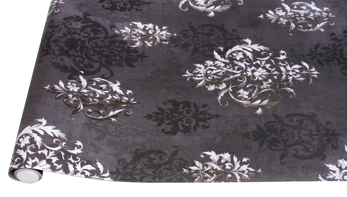 HaokHome Brown Damask Wallpaper Peel and Stick Vintage Self Adhesive Wallpaper