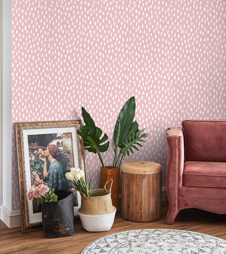 Blush Pink Brush Dot Wallpaper – Soft Pastel Minimalist Print