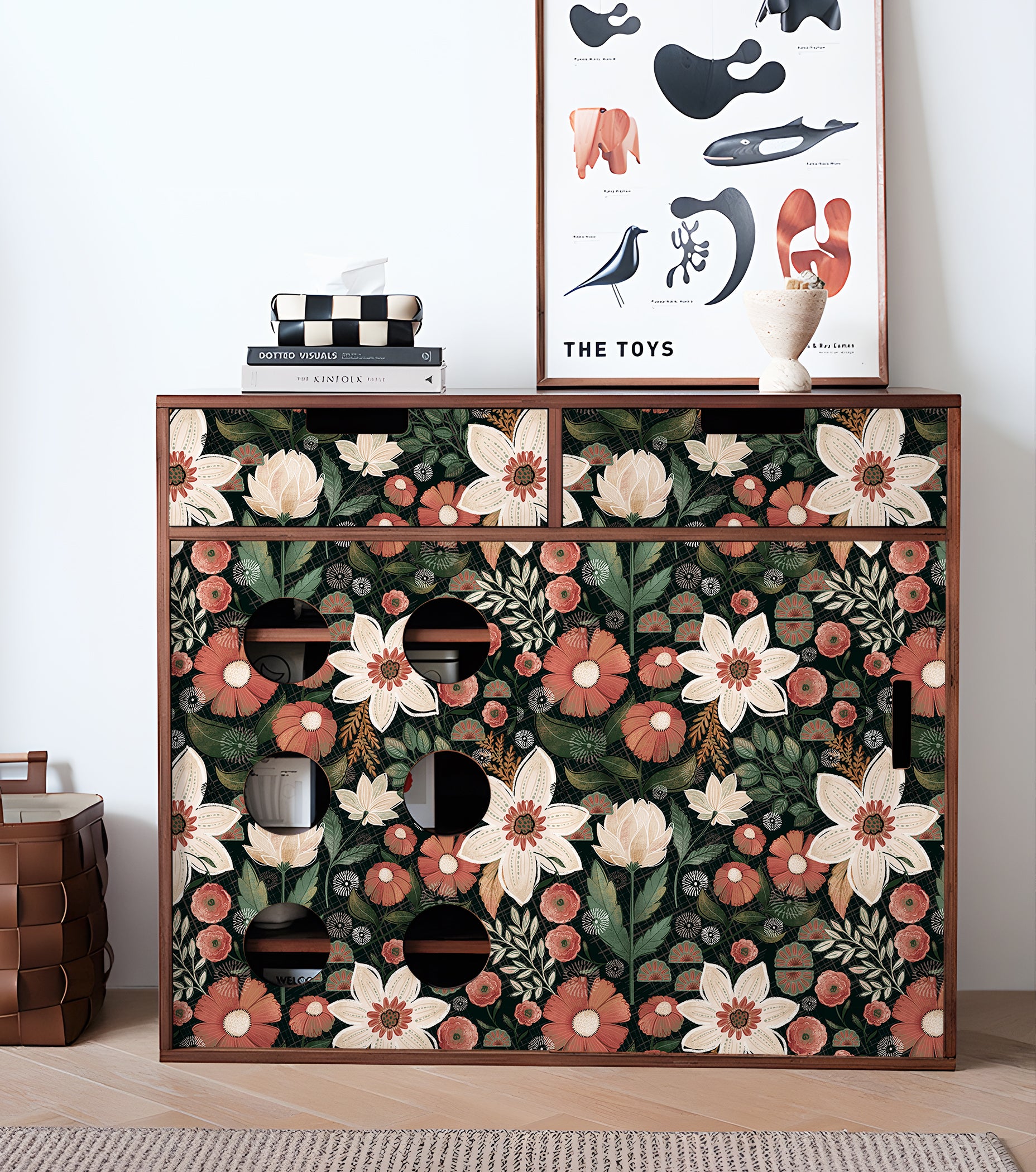HaokHome Wallpaper Peel and Stick Vintage Floral Green/Beige/Brown Botanical Wall Decor Removable Mural