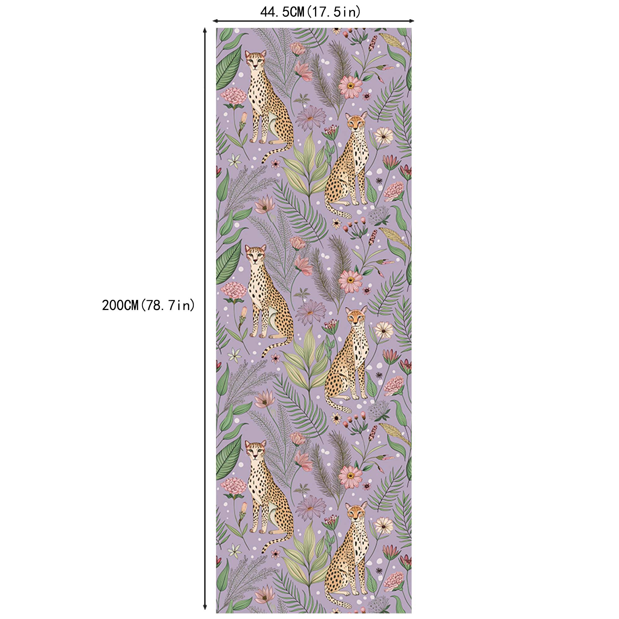 HaokHome Peel and Stick Purple Cheetah Wallpaper – Jungle Floral Removable Wall Mural for Kids Room, Nursery, or Playroom