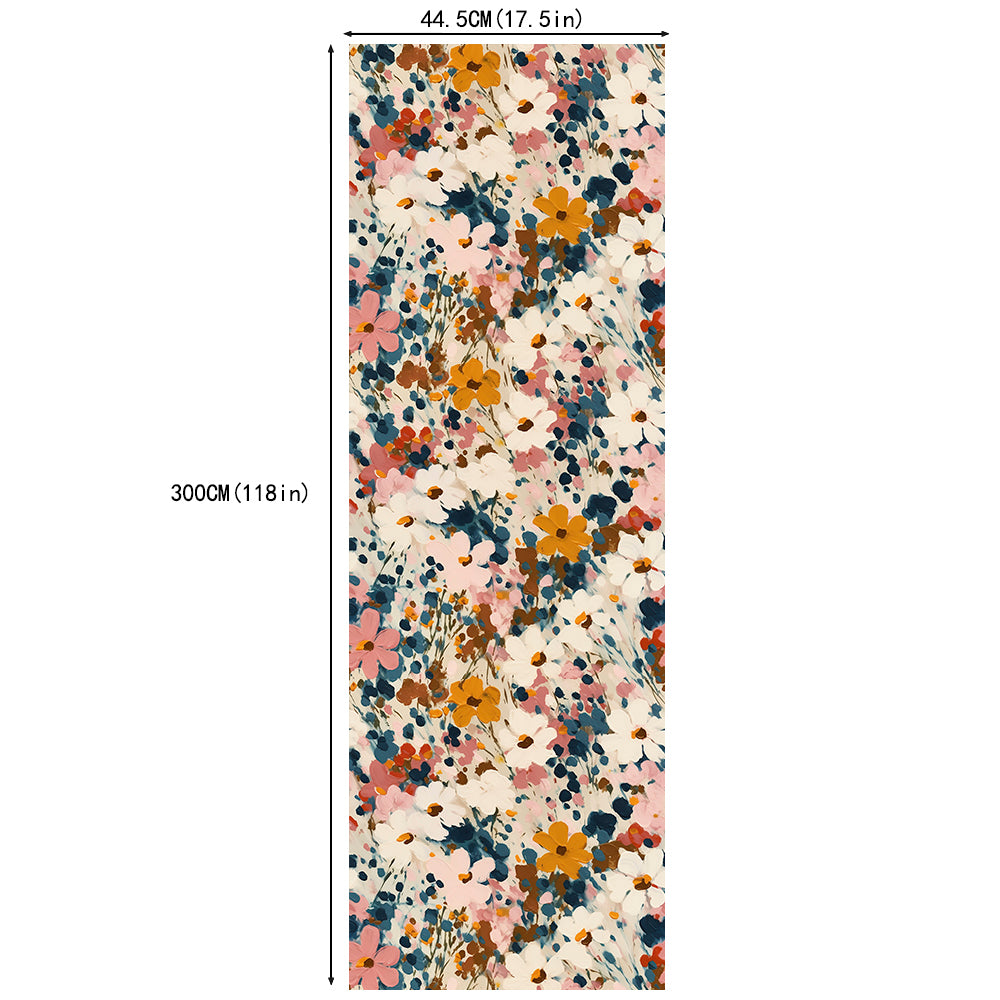 HaokHome Peel and Stick Wallpaper Abstract Oil Painting Colorful Wildflower Wall Mural Removable Self Adhesive Boho Art Floral Wallpaper