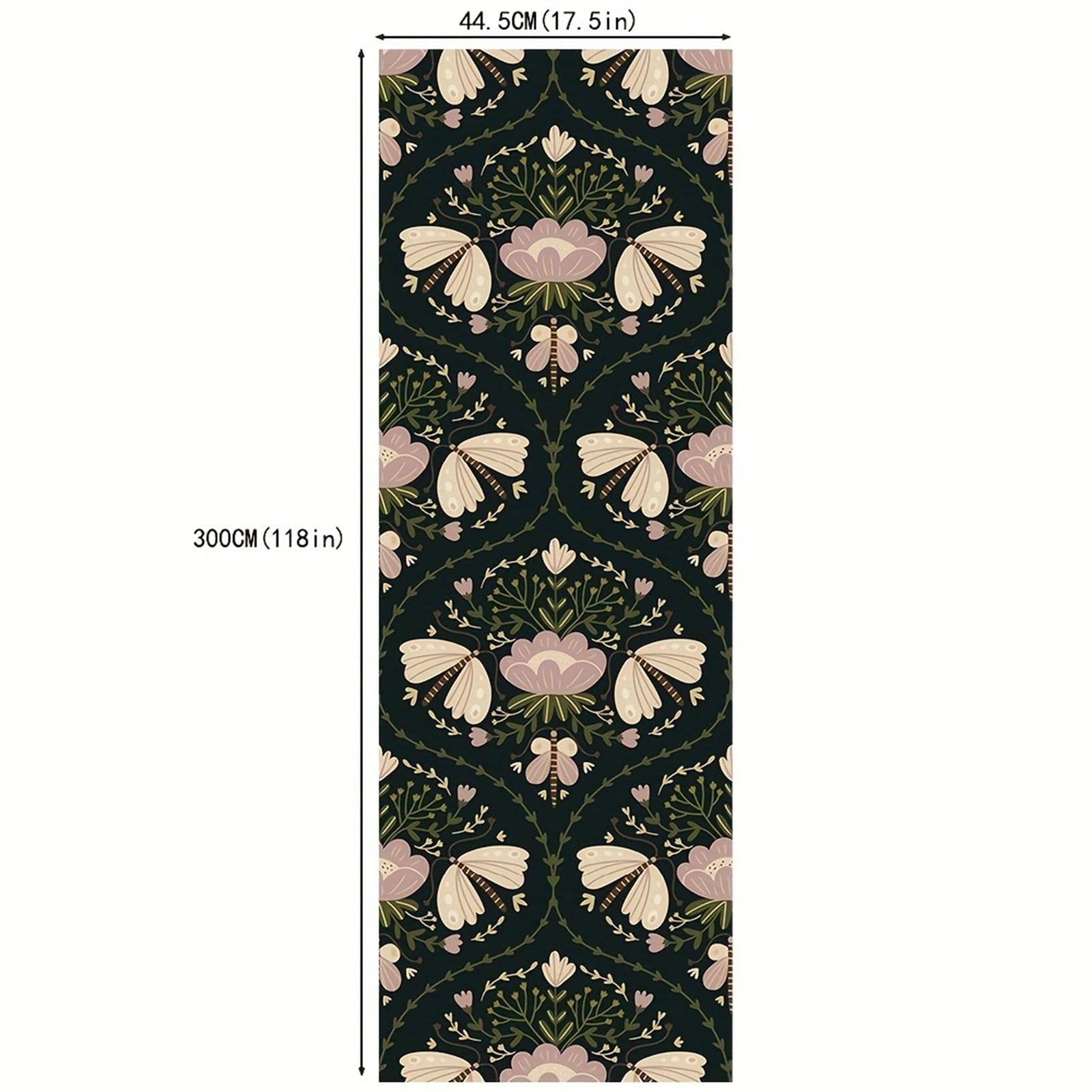 HaokHome Moody Black Floral Peel and Stick Wallpaper, Vintage Moth & Dahlia Removable Self Adhesive Wallpaper
