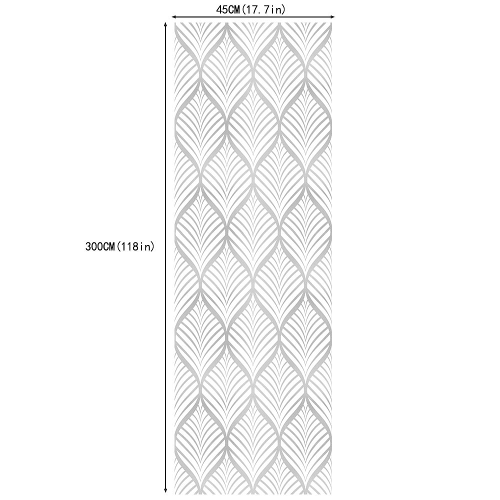 HaokHome Silver Art Deco Ogee Peel and Stick Wallpaper, Modern Geometric Line Art Removable Self Adhesive Wallpaper