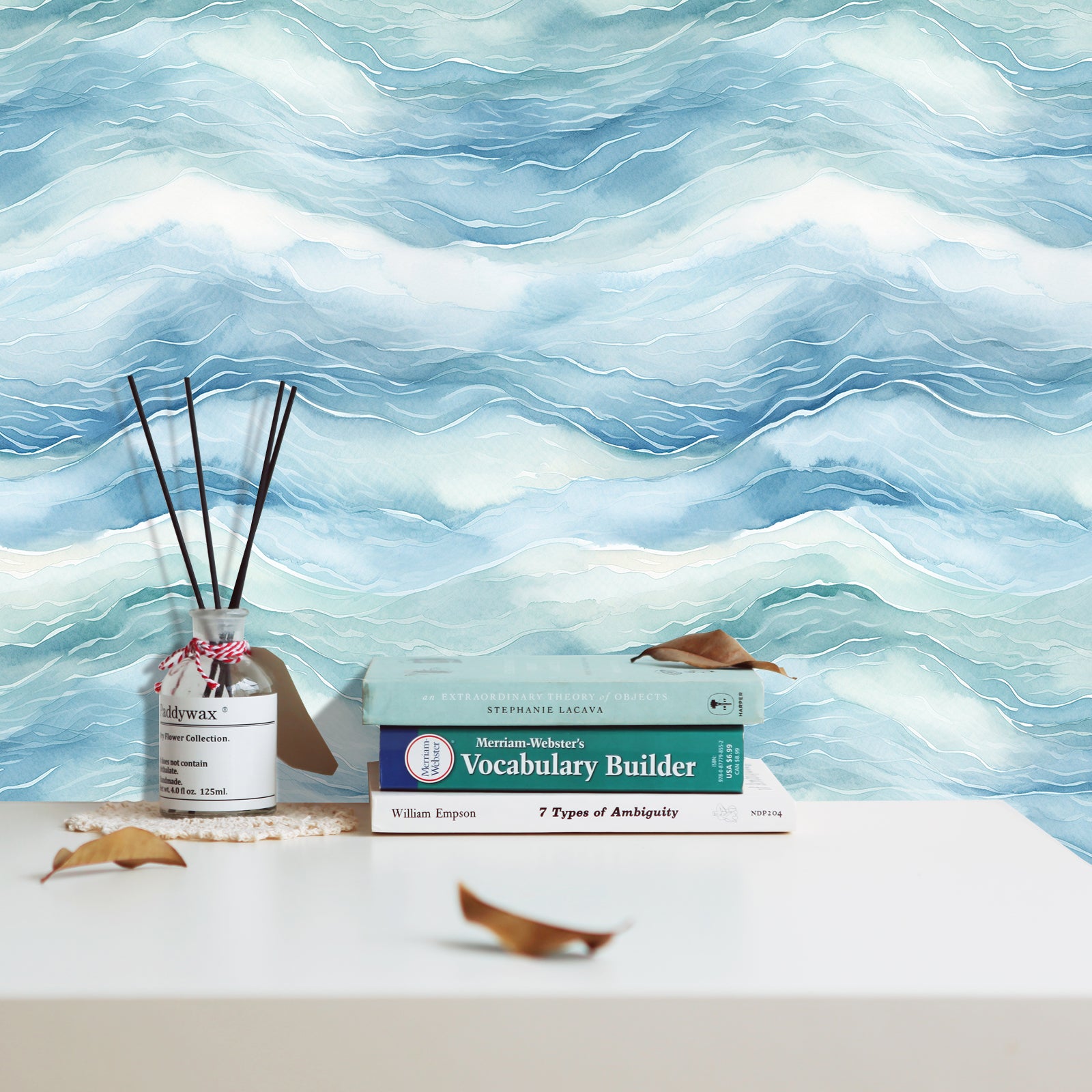 HaokHome Ebb and Flow Sea Wave Ripple Blue Peel and Stick Wallpaper