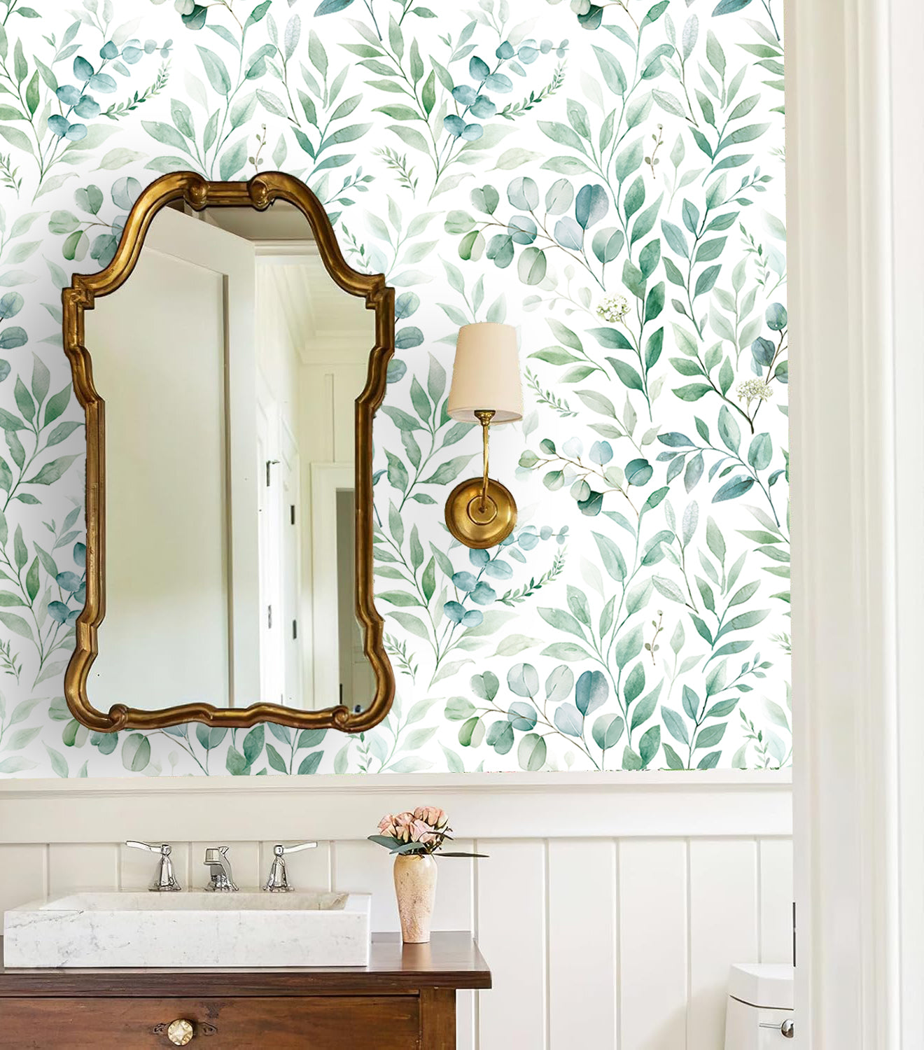 HaokHome Mixed‑Shape Eucalyptus Flower‑Spike Removable Wall Covering