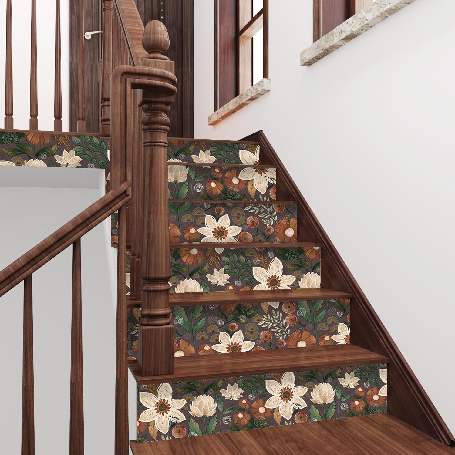 HaokHome Wallpaper Peel and Stick Vintage Floral Taupe/Beige/Brown Botanical Wall Decor Removable Mural