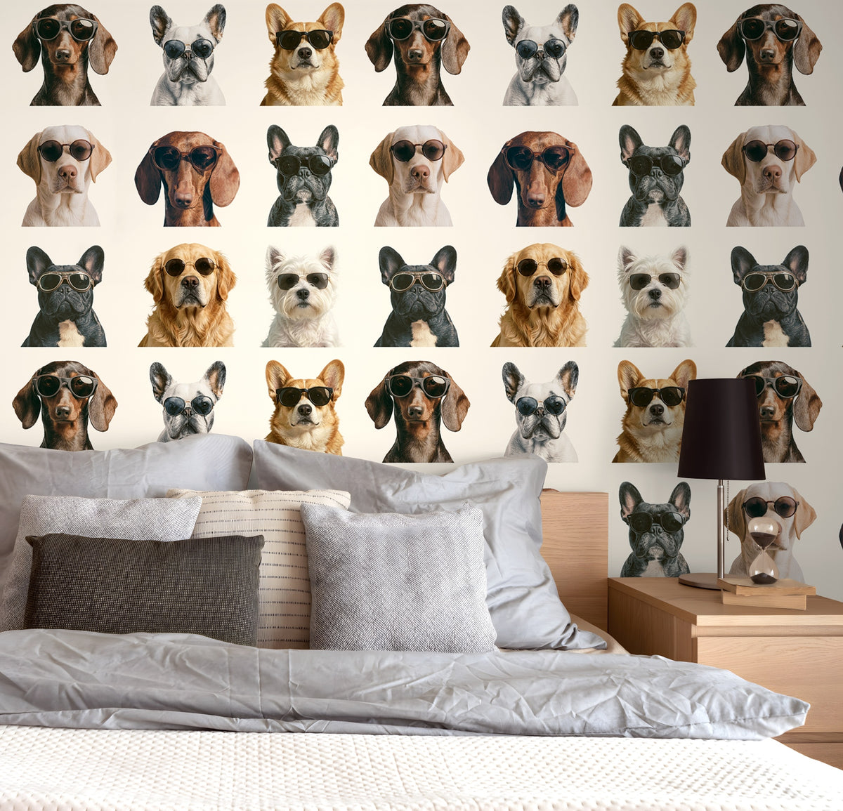HaokHome Peel and Stick Wallpaper Cool Dog Sunglasses Wall Mural Removable Self Adhesive Whimsical Pet Wallpaper